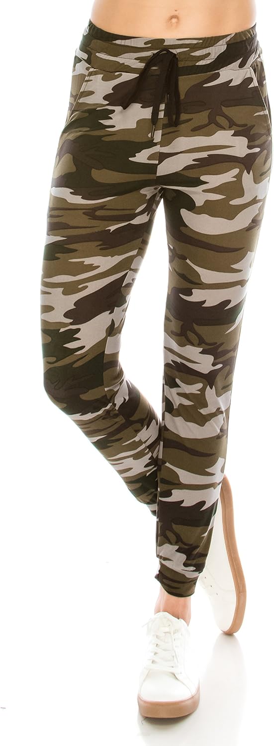 ALWAYS Women Drawstrings Jogger Sweatpants - Super Light Skinny Camo Soft Pockets Pants US M (Tag L/XL) - Image 2