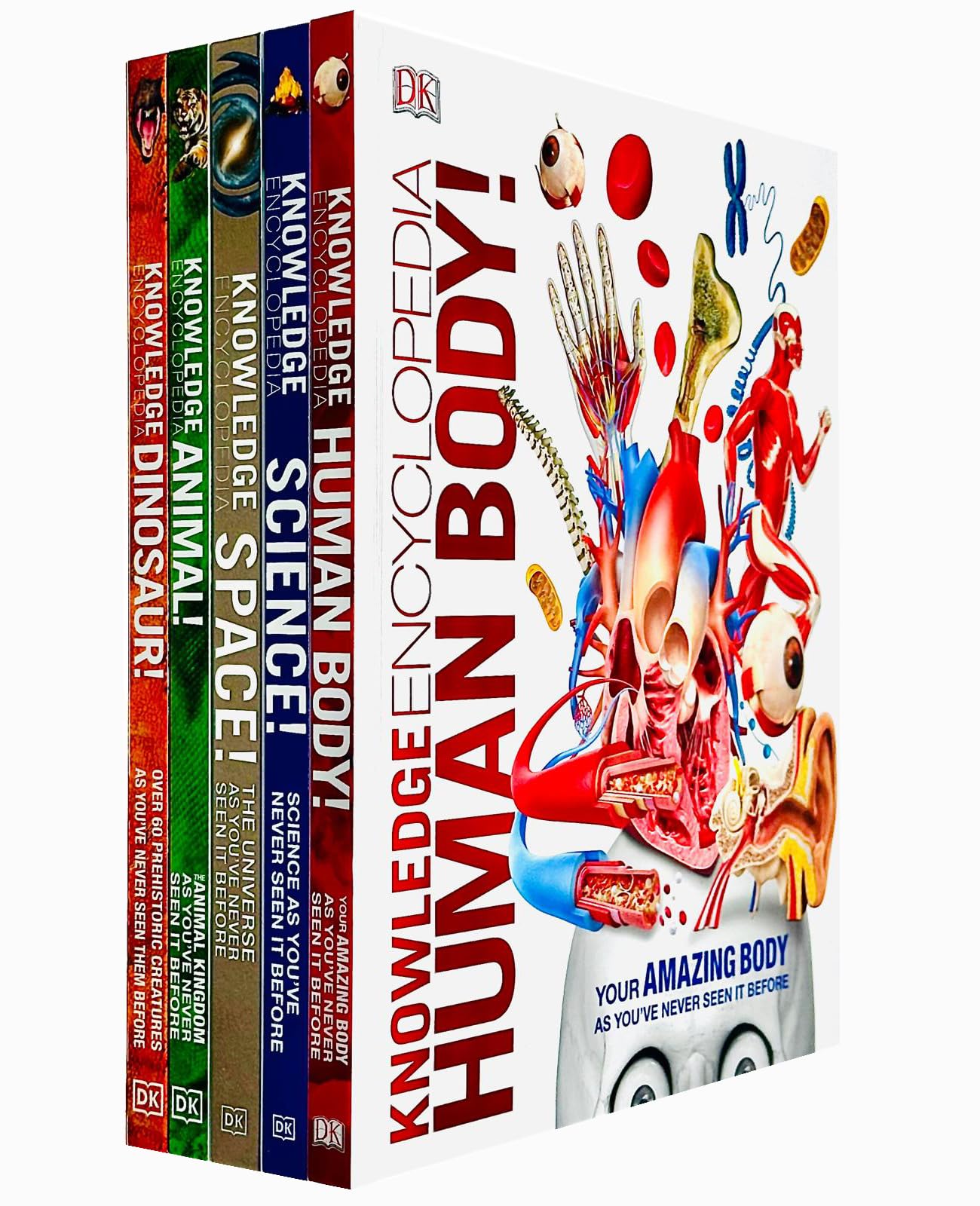 Knowledge Encyclopedias 5 Books Collection Set By DK (Human Body, Science, Space, Animal & Dinosaur)