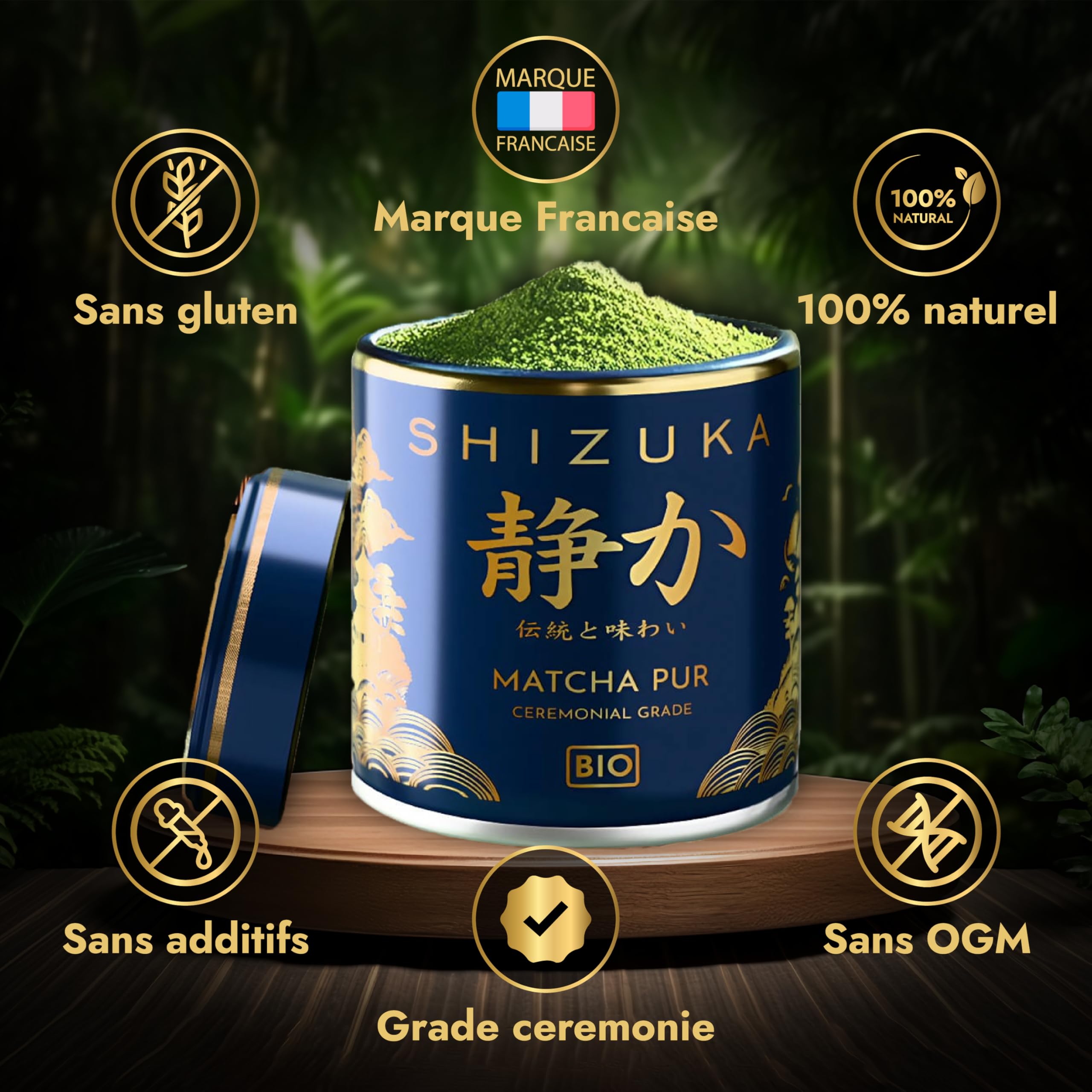 Matcha | The Matcha | Matcha Ceremonie | Ceremonial Bio 100% Naturel | Faible Amertume | Riche En Antioxydants | Thé Matcha Premium Ceremonial | Shizuka Matcha En Poudre