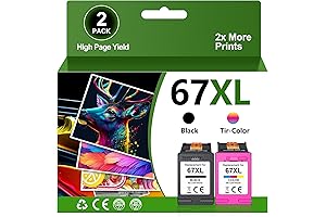 67XL 67 Ink Cartridges Black/Color Combo Pack for HP Ink 67 67 XL DeskJet 2755e