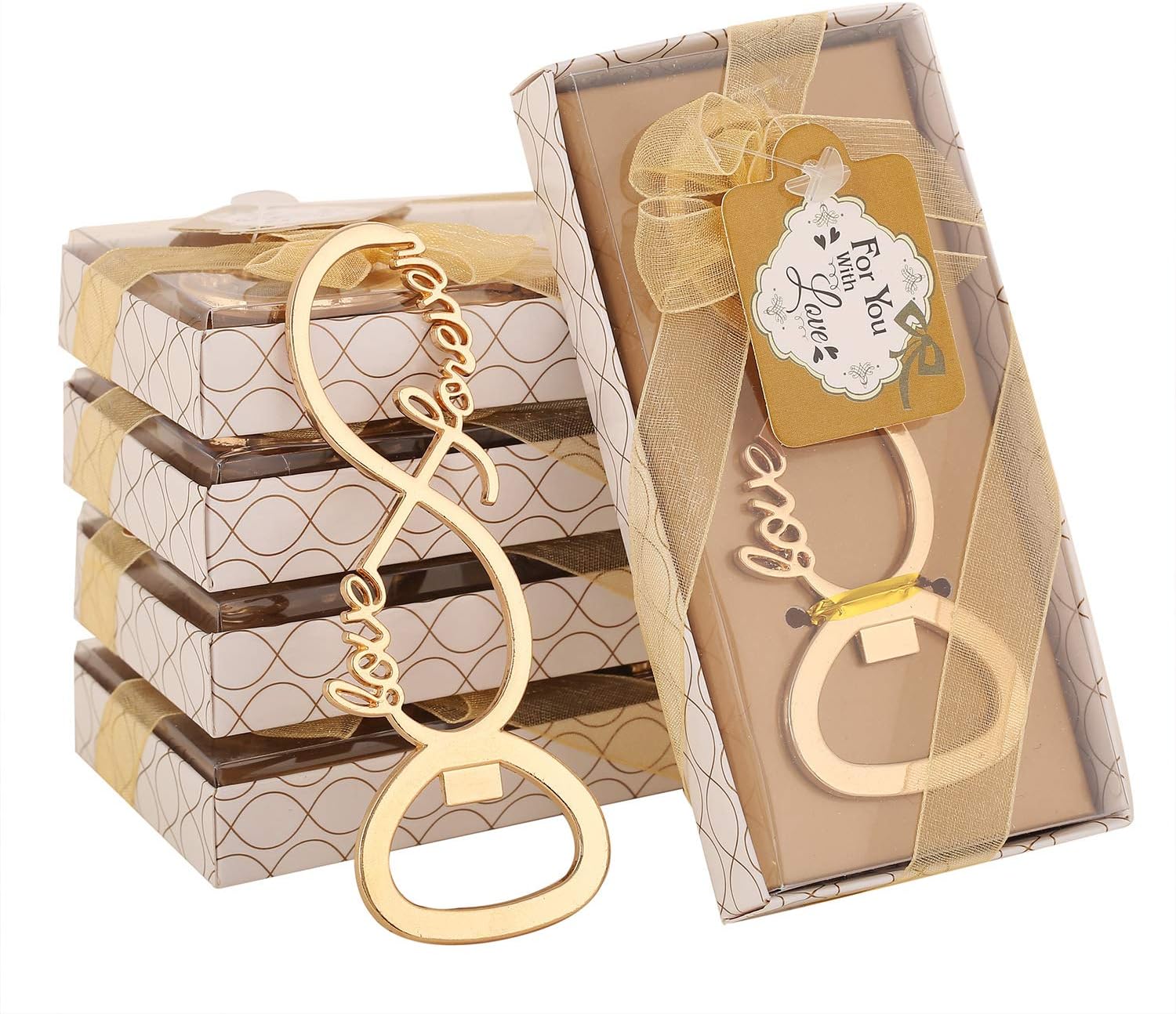 Pack of 12 Love Forever Bottle Opener Wedding Favors,Party Favors for Guest Souvenir Gift for Baby Shower Birthday Party Decorations and Supplies by LAYSERI (Gold Love Forever Style)
