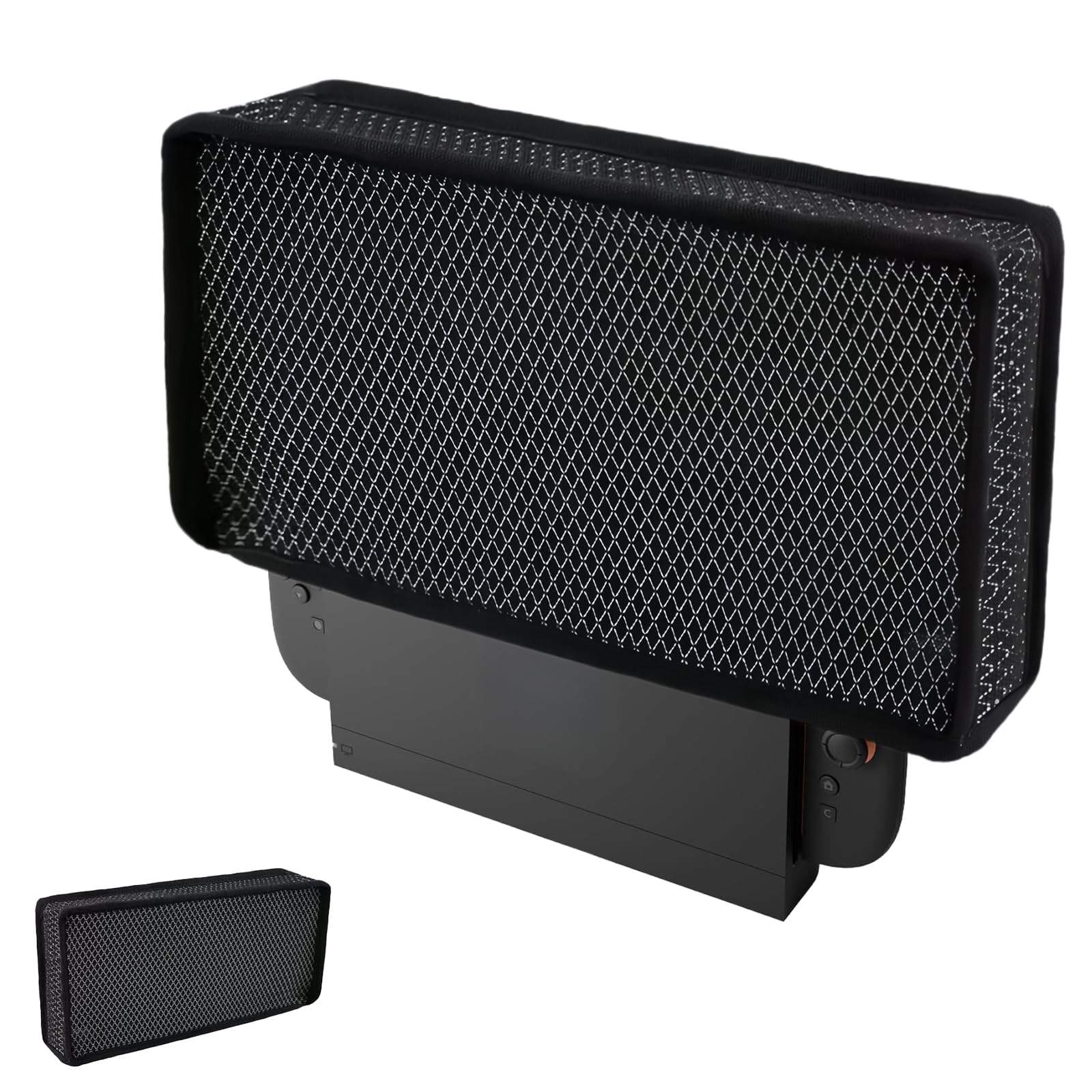 Switch 2用メッシュダストカバーPhyiFlbey スイッチ2ドックカバ ー オックスフォード材料 Switc h 2 対応 防塵カバー 保護ケース Switch 2 ほこり防止カバ ー スイッチ2対応防水汚れ防止 お手入れ簡単 耐キズ性 使いやすい バリアフリー充電 (黒)