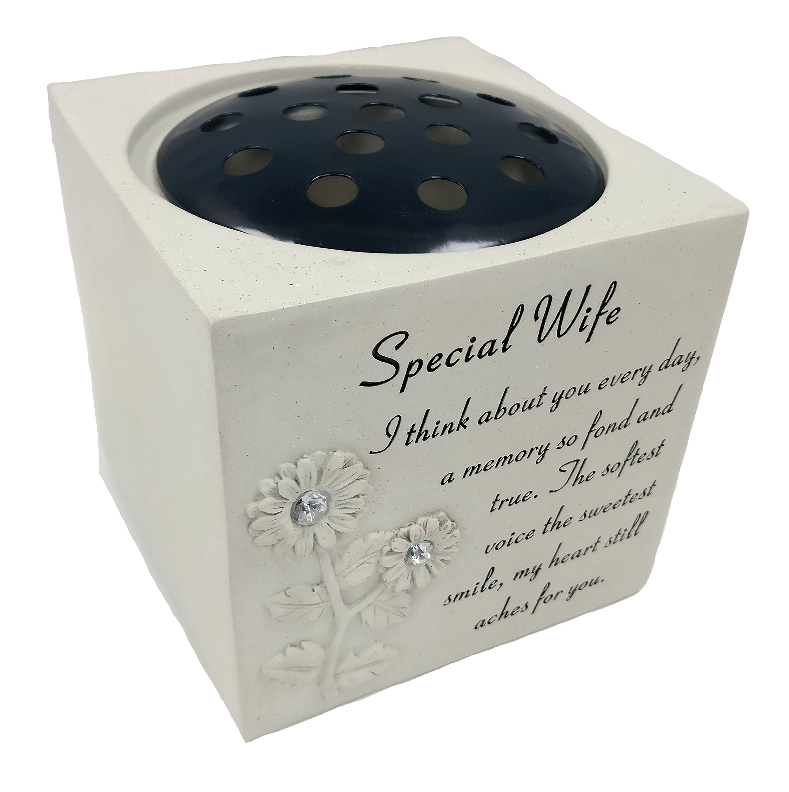 Memorial Graveside Pot Verse Flowers Diamante Rose Grave Pot Vase Special Missed - Special Wife