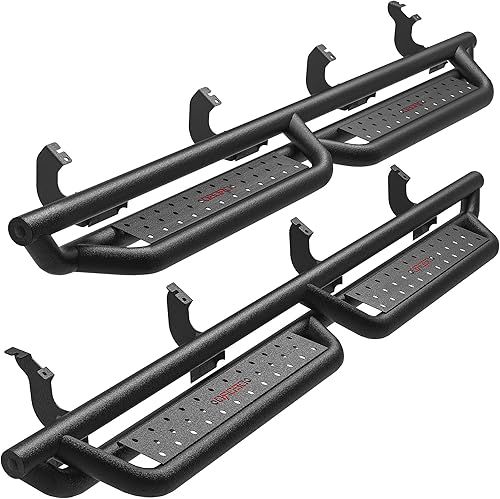 oEdRo Estribos de 6.5 pulgadas compatibles con Toyota Tundra CrewMAX Cab, rieles laterales negros texturizados Nerf