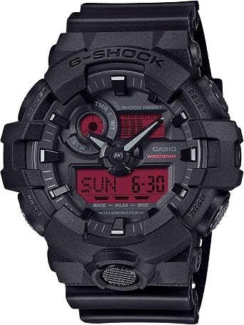 Casio G-Shock Black Resin Red Analog-Digital Watch GA-700BBR-1A