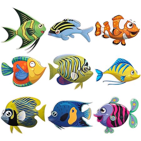 46-Pack Tropical Fish Cutouts - Ocean Theme Classroom Decor With Glue Dots