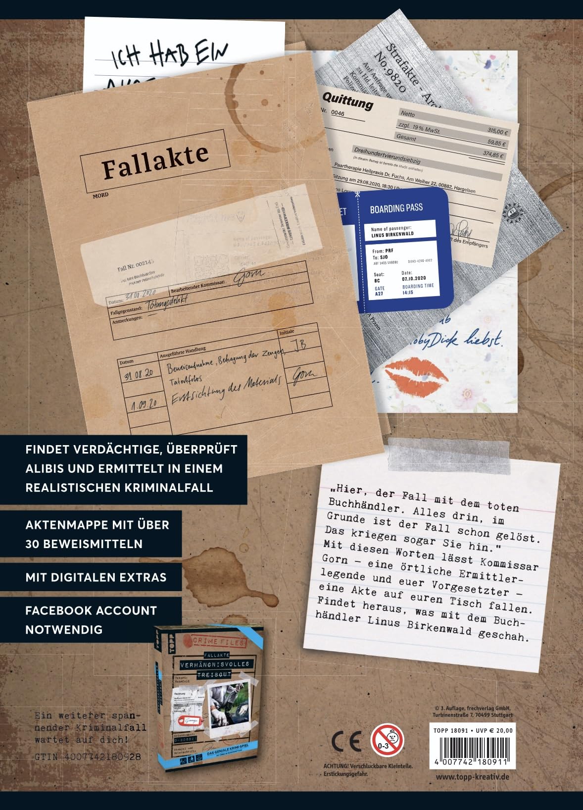 topp Archivos de Crimen – Fallakte: Das letzte Kapitel Des L. Birkenwald – Das geniale Krimispiel mit über 30 Beweismitteln: Tatort Escape Room – AB 10 Jahren – für 2–4 Spieler
