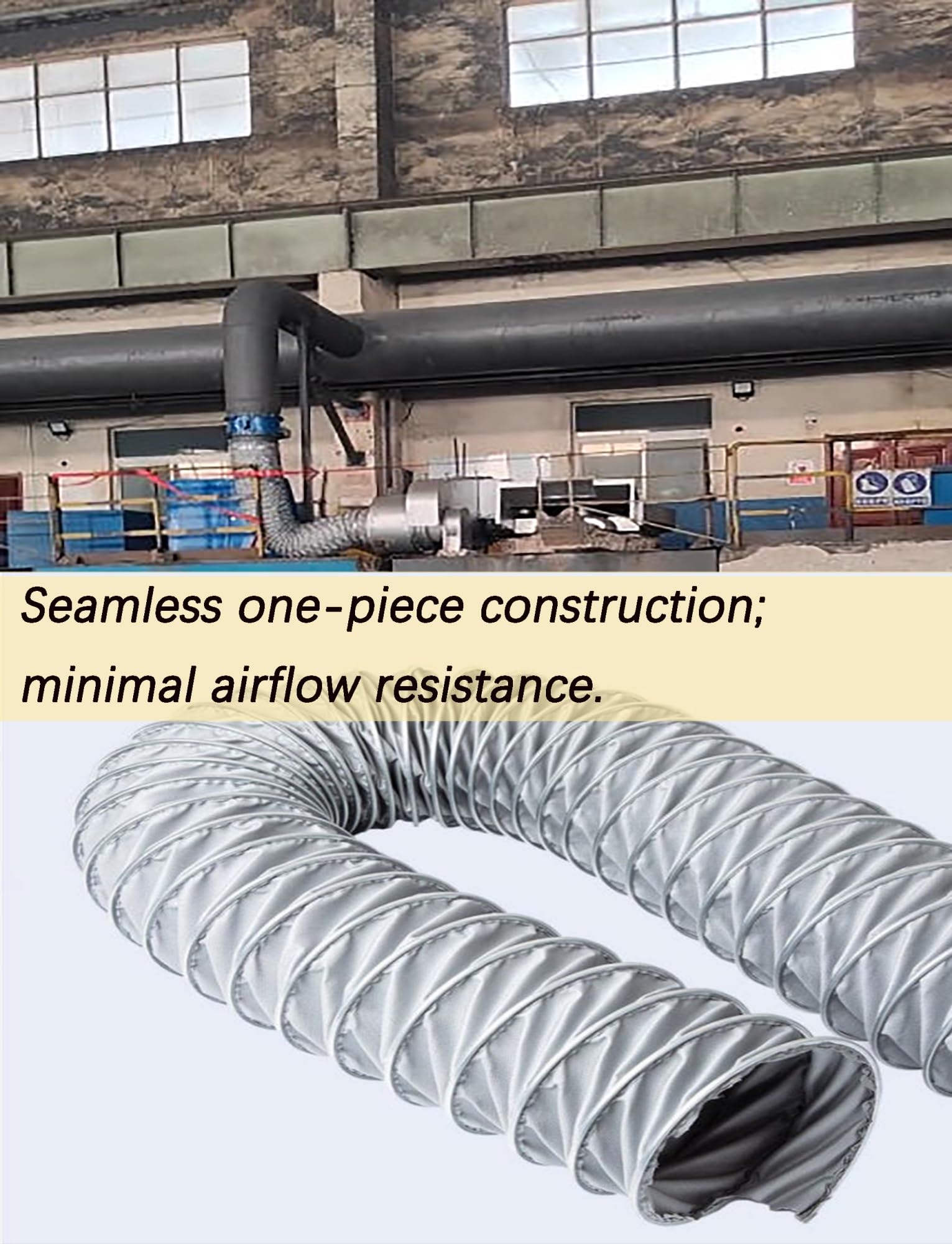 Manguera de ventilación resistente al calor, conducto flexible para escape de humo de caldera industrial, extracción de humos de soldadura, transferencia de aire, 5 m de longitud, 18 cm de diámetro