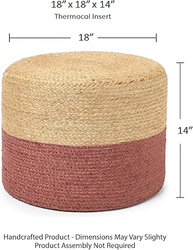 Miniatura 224 de REDEARTH · Taburete otomano de puf cubo, puf trenzado de yute para la sala de estar, dormitorio, guardería, patio, salón y otras habitaciones (14.5