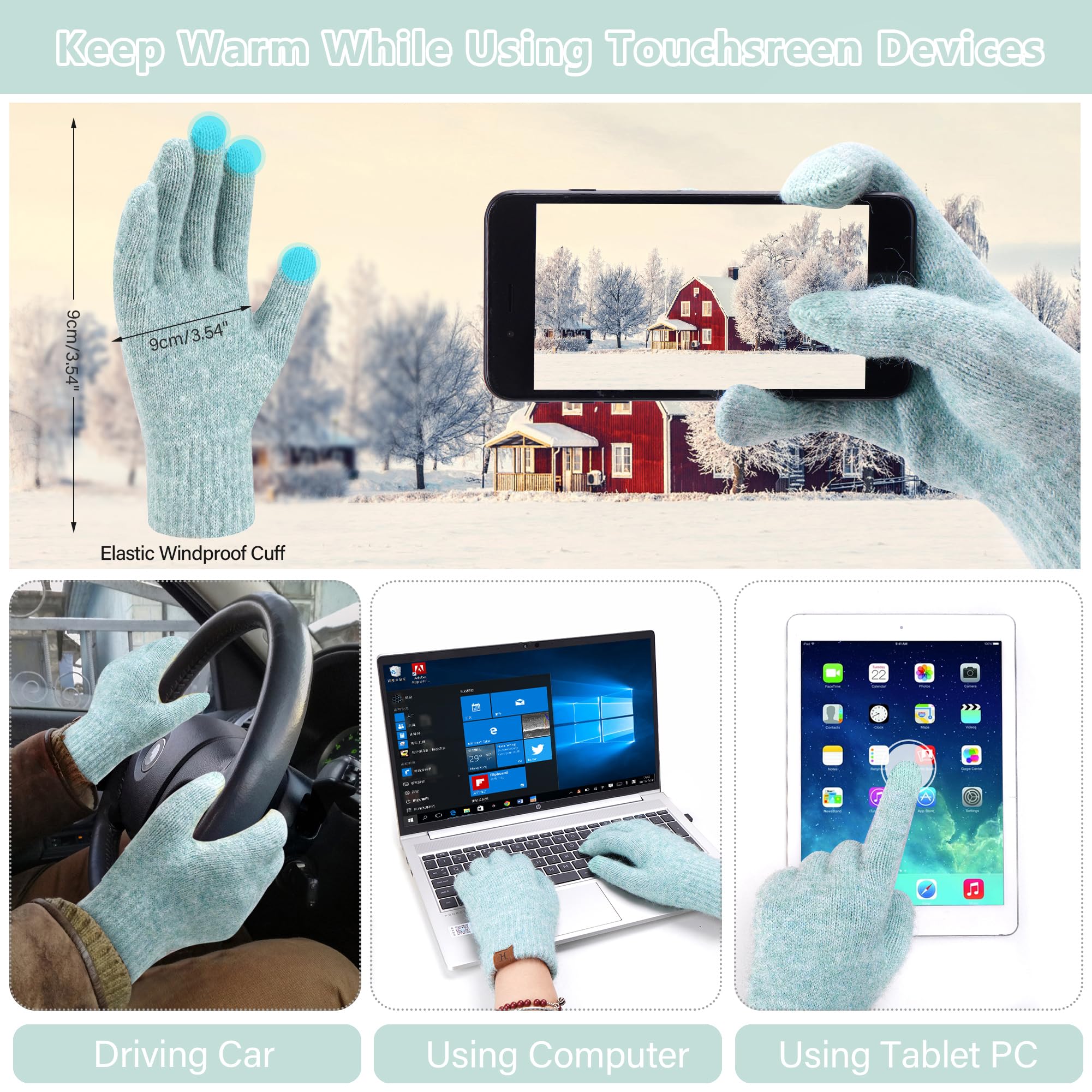 ZASFOU Femme Bonnet d’Hiver Chapeaux Foulard Écran Tactile Gants Set Bonnets Tricot Chaud Cache Cou pour Homme