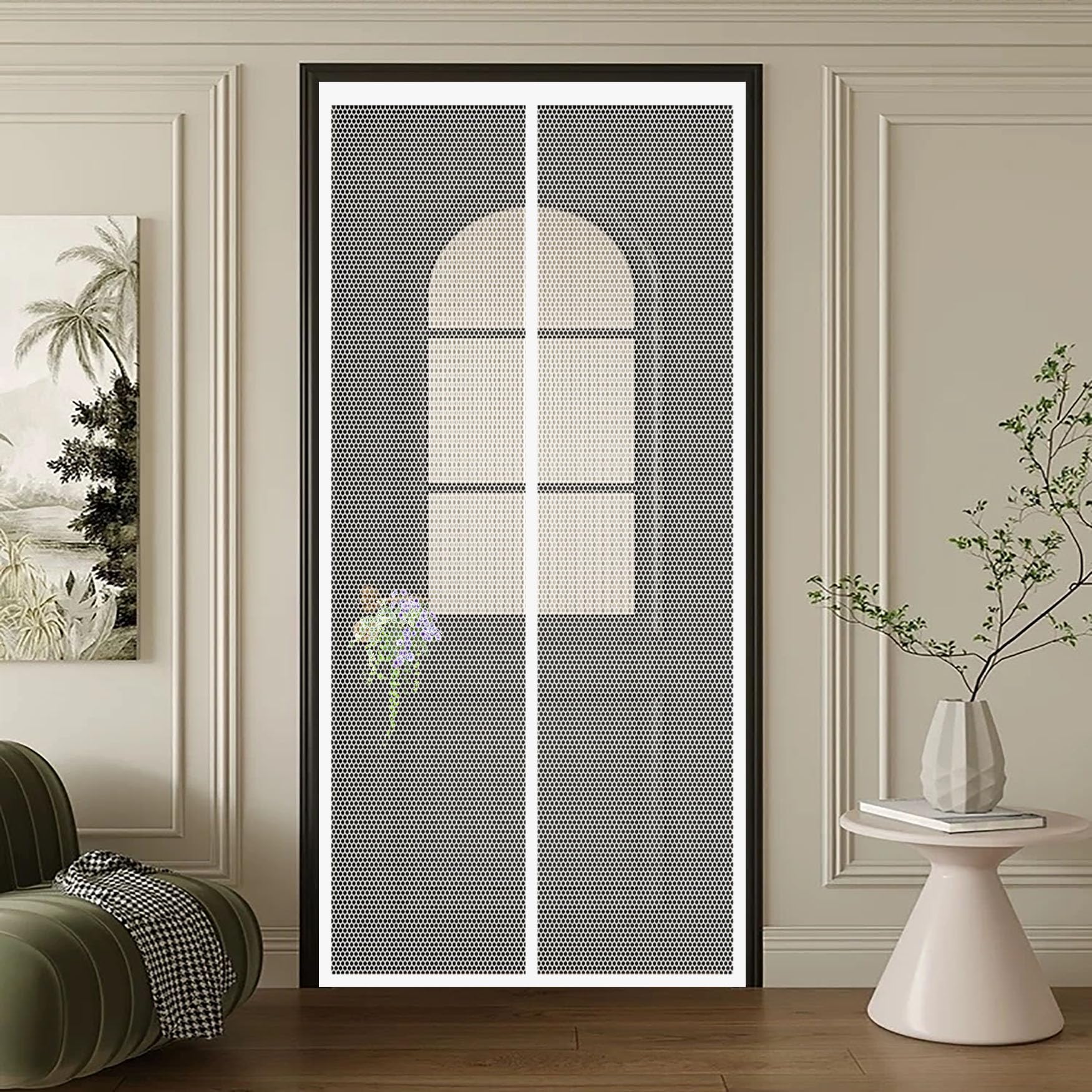 Moustiquaire aimantée porte 138x258 fermeture automatique blanche