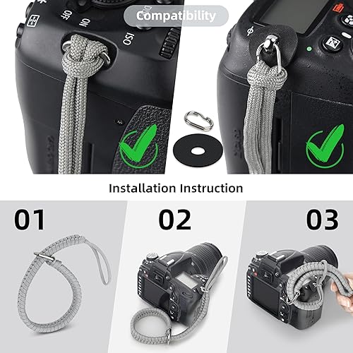 Miniatura 7 de SUNYA Correa de muñeca para cámara, correa de mano para cámara de paracaídas, liberación rápida, accesorio portátil