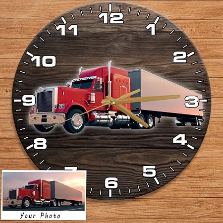Amazon.com: Semi Truck Big Wall Clock -Select Size, Personalized- Wood ...