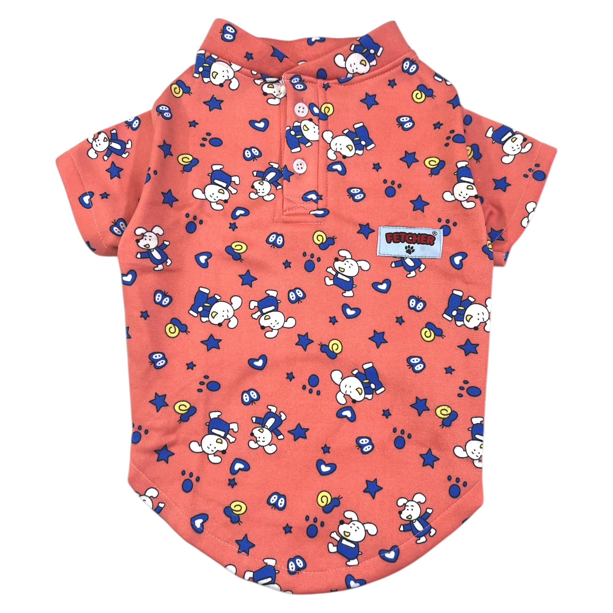 FETCHER Peach and Blue Bunny Print Fleece Sweatshirt with Button Closure and Sleeves for Winter Wear-image-22