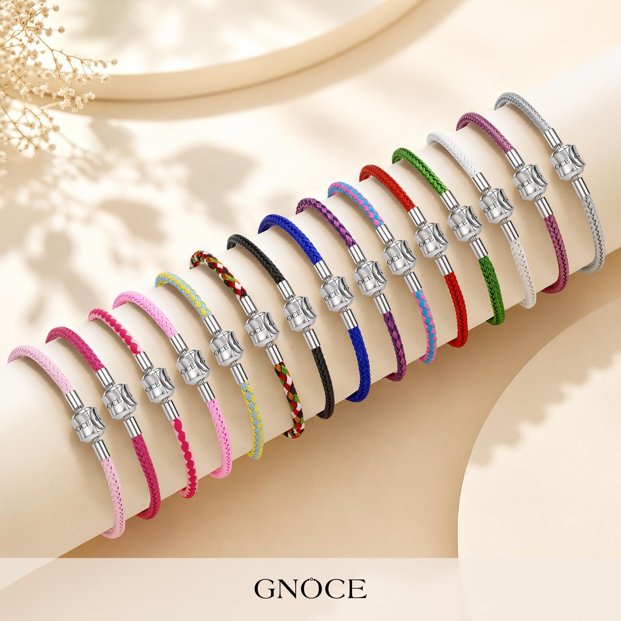 GNOCE Charm Perle Rotes Basic Armband mit 2 Stück Stopper Charm-Armband für Teenager-Mädchen Frauen Schmuck Valentinstag Muttertagsgeschenk