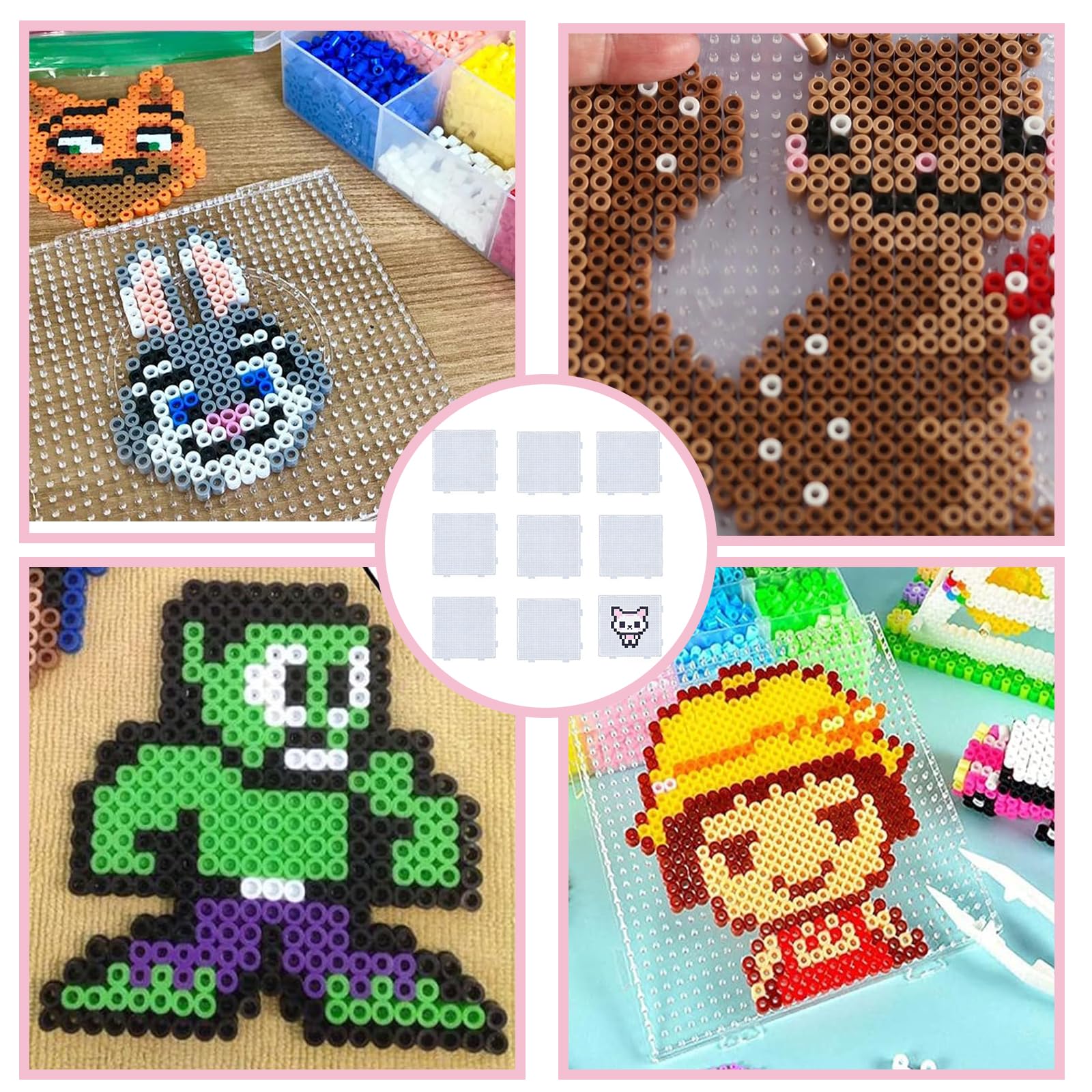 14 Pcs Hama Beads Pegboard, 2.6mm Fuse Bead Boards Set, Creative Educational Toy for Children's Skill Development - Image 7