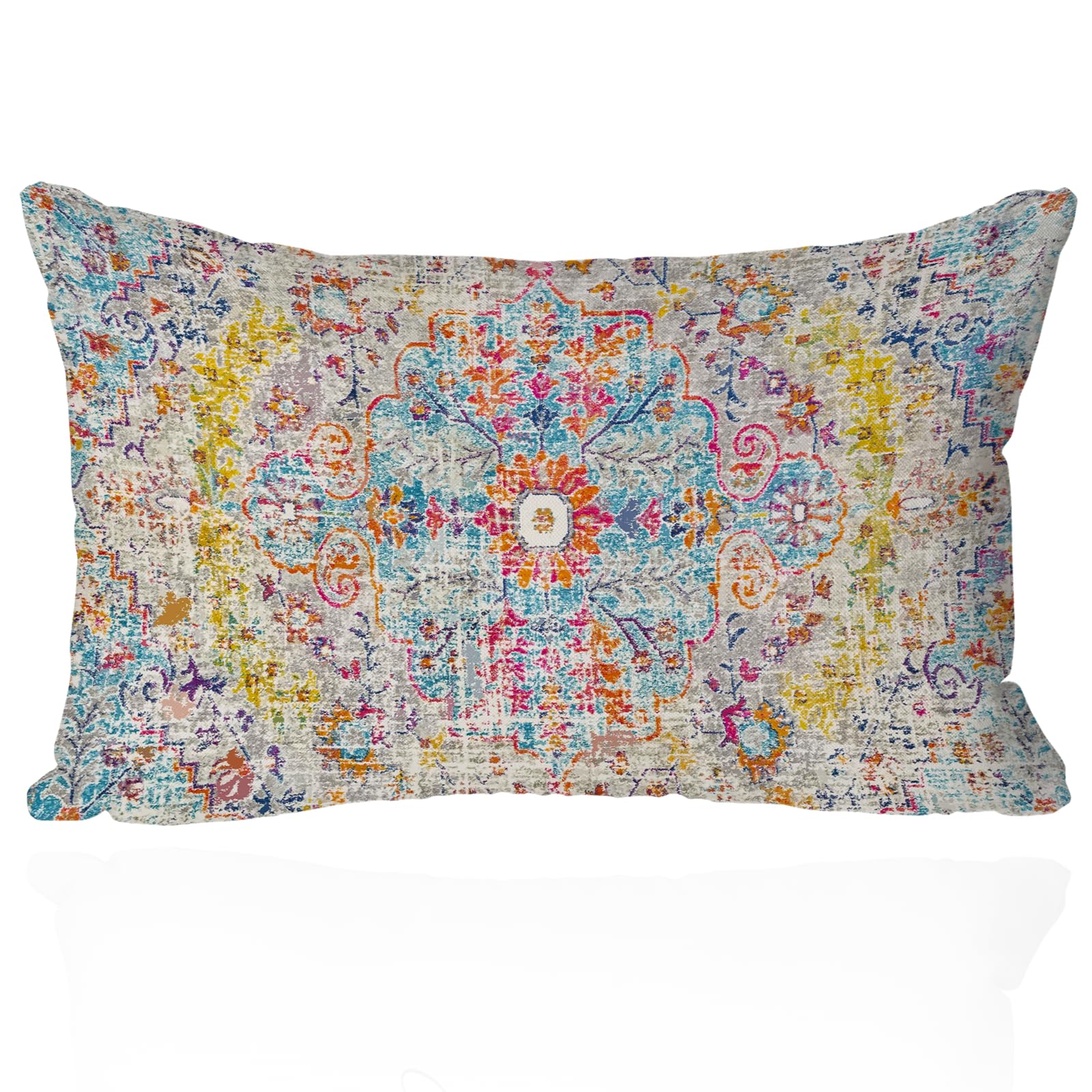 Ethnic Bohemian Pillow Covers 12X20 Inch Turkish Carpet Tribal Pattern Pillowcase Super Soft Oriental Decorative Cushion Covers for Living Room Bedroom Bed Cushion Outdoor (Multicolor)