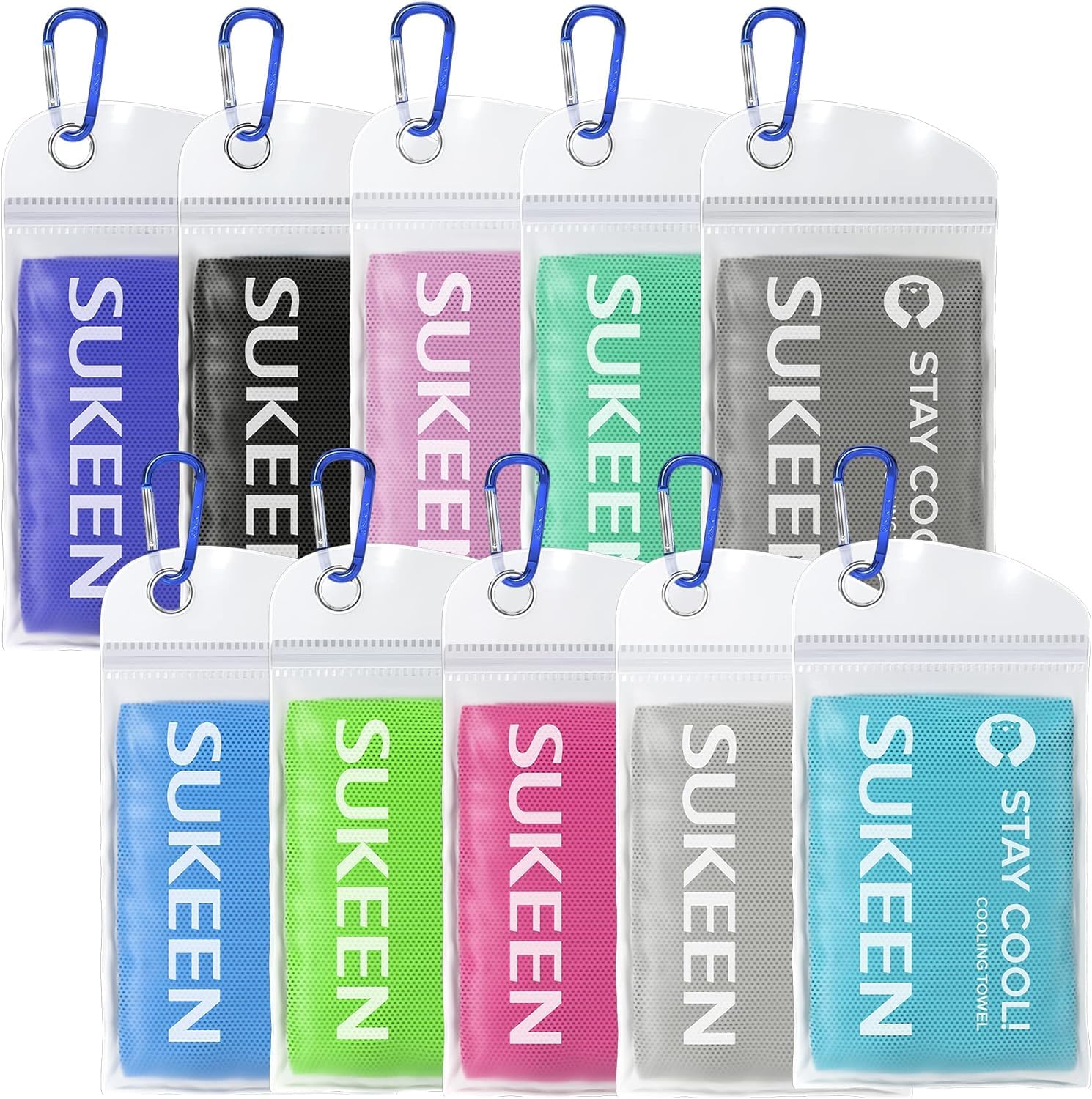 Sukeen Cooling Towel, Cooling Towels 10 pack, Cool Towel for Instant Cooling Relief, Cooling Towels for Neck, Cold Towel, Gym Towel Men Women Sweat Towels for Gym Sports Towel (10pack Collection)