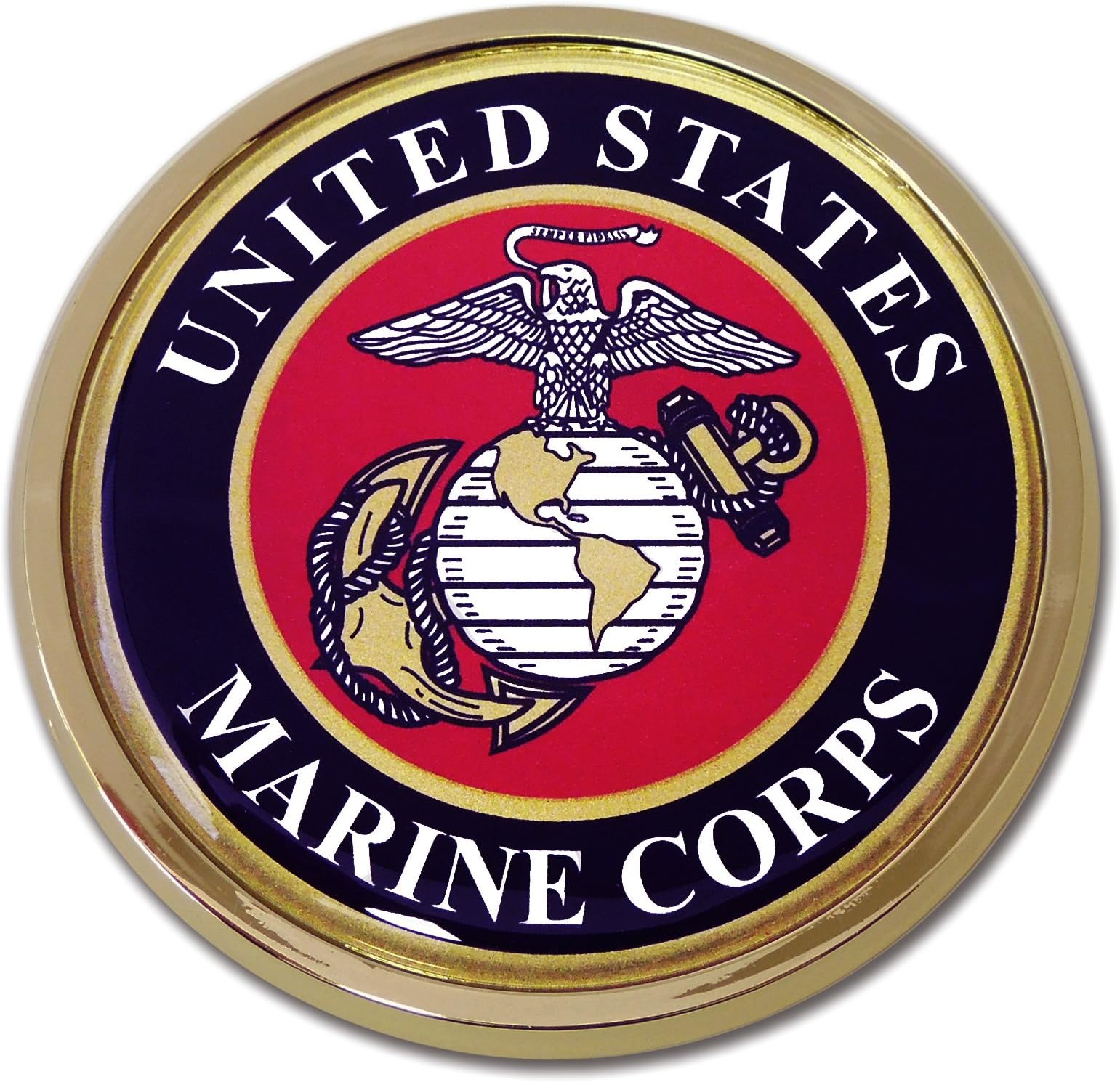 Elektroplate Officially Licensed Large United States Marine Corps Crest All Metal Emblem for SUVs/Trucks | Universal Fit at 3.5" x 3.5" | Weatherproof