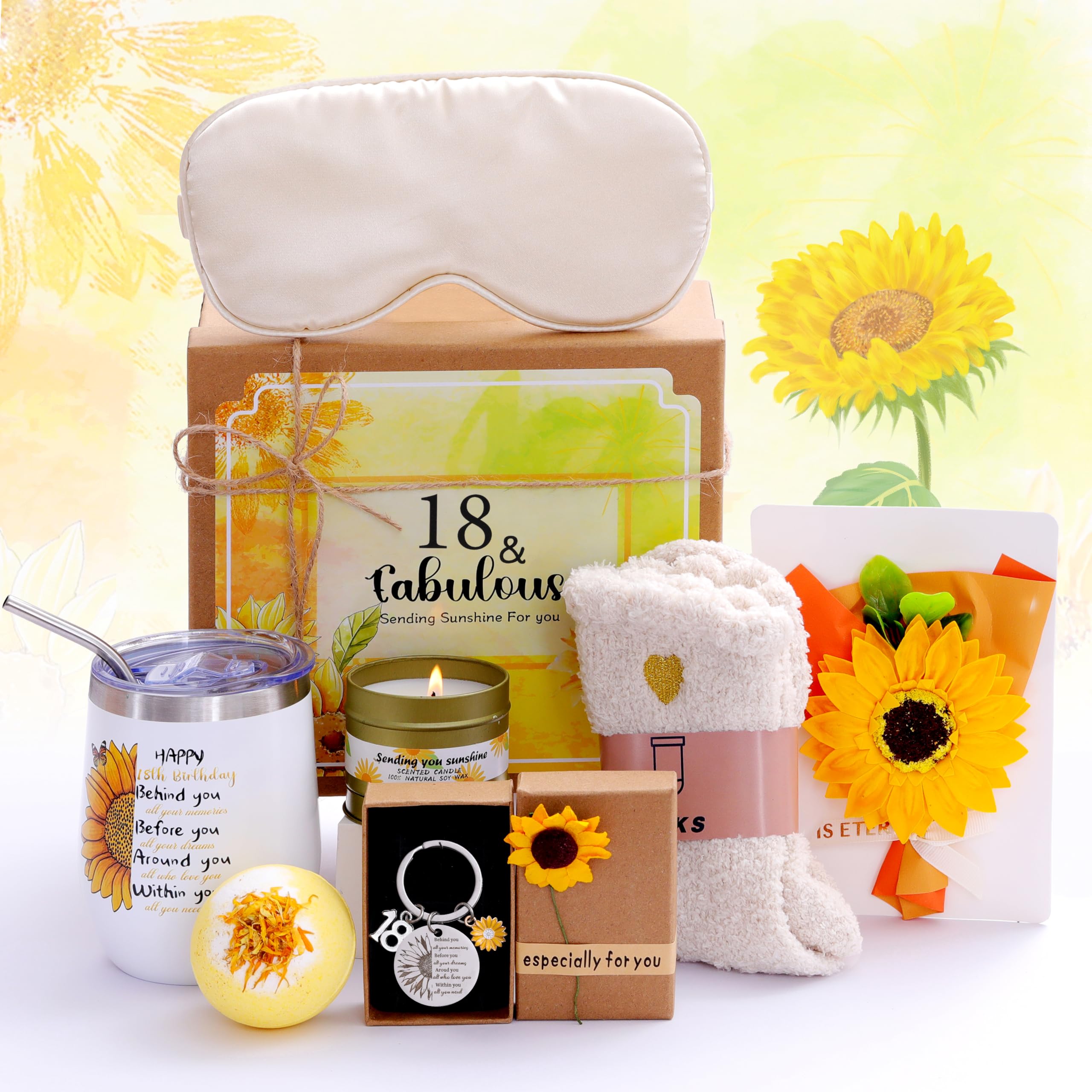 18th Birthday Gifts for Women,Sunflower Birthday Gifts for 18 years Old ...
