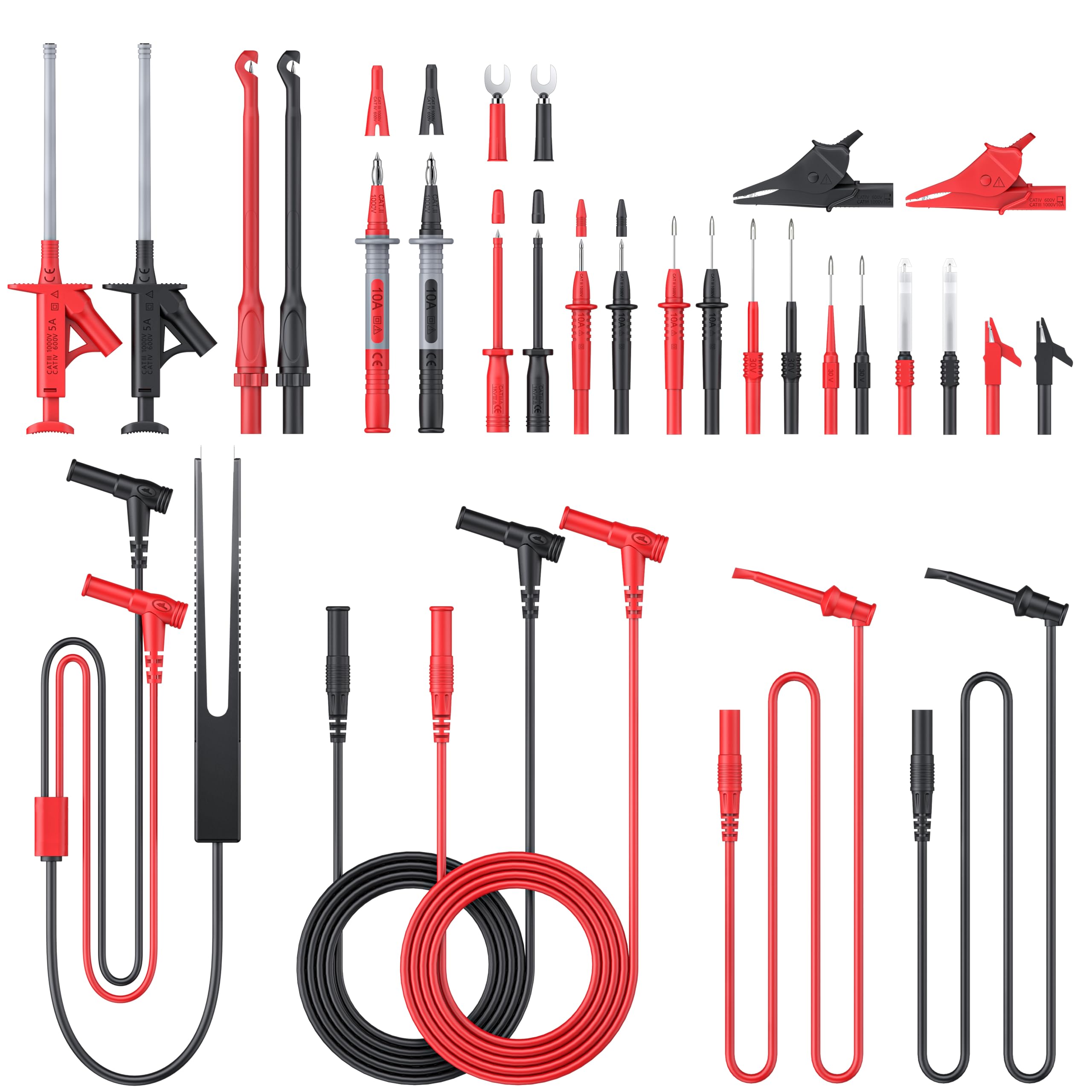 Kit puntali multimetro 27PCS, cavi digitali, sonde perforazione, morsetti coccodrillo gancio pinzette