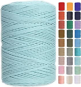 GOHOF Macramé koord 3 mm x 450 m premium katoen macramé touw, 4 strengen gedraaid zacht katoenen