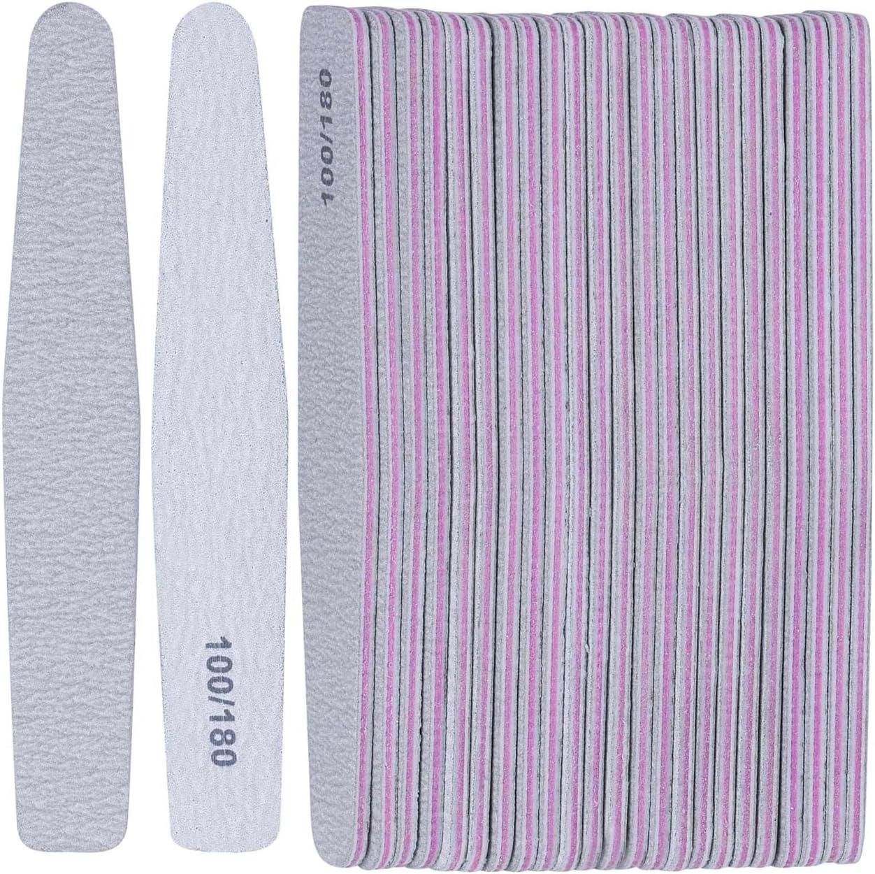 25 Count 100/180 Grit Nail Files - Double Sided Emery Boards, Reusable Nail Buffing & Manicure Files for Natural/Gel/Acrylic Nails