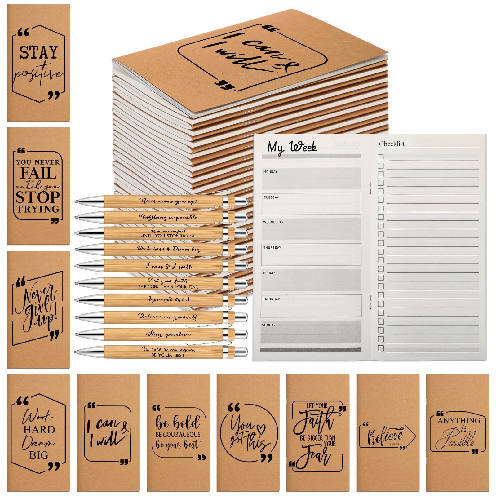 Spakon 60 Pcs Valentines Employee Appreciation Gift Bulk Planners Journal 2026 Weekly Planner Notepad and Pens Thank You Gifts for Women Nurse