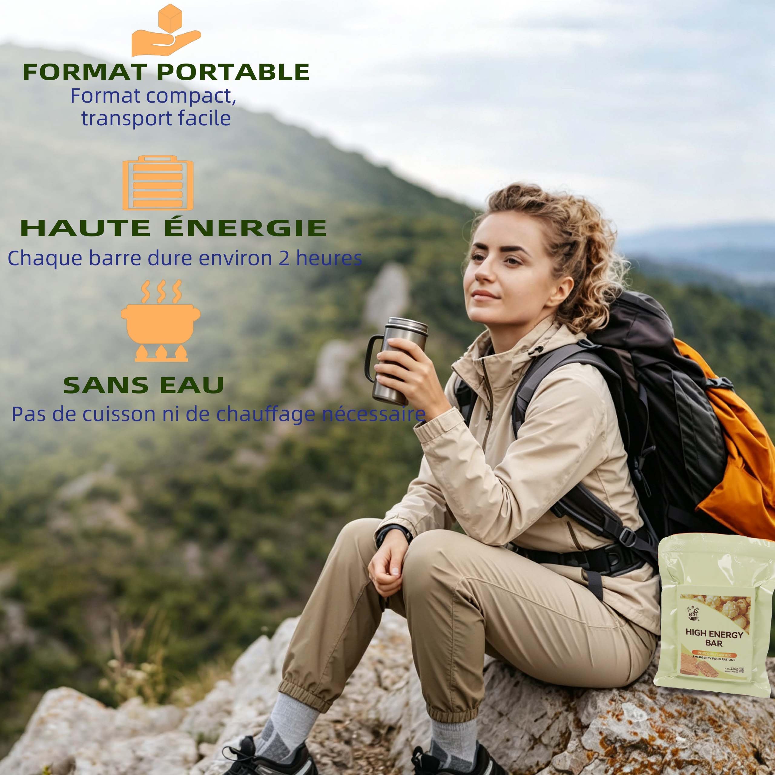 Biscuit énergétique saveur popcorn, Ration de survie longue conservation