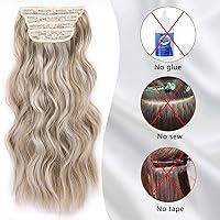 Vista 8 de Extensiones con pinzas para cabello de Perience, extensiones sintéticas de color rubio oscuro para mujer, extensiones largas onduladas con clip