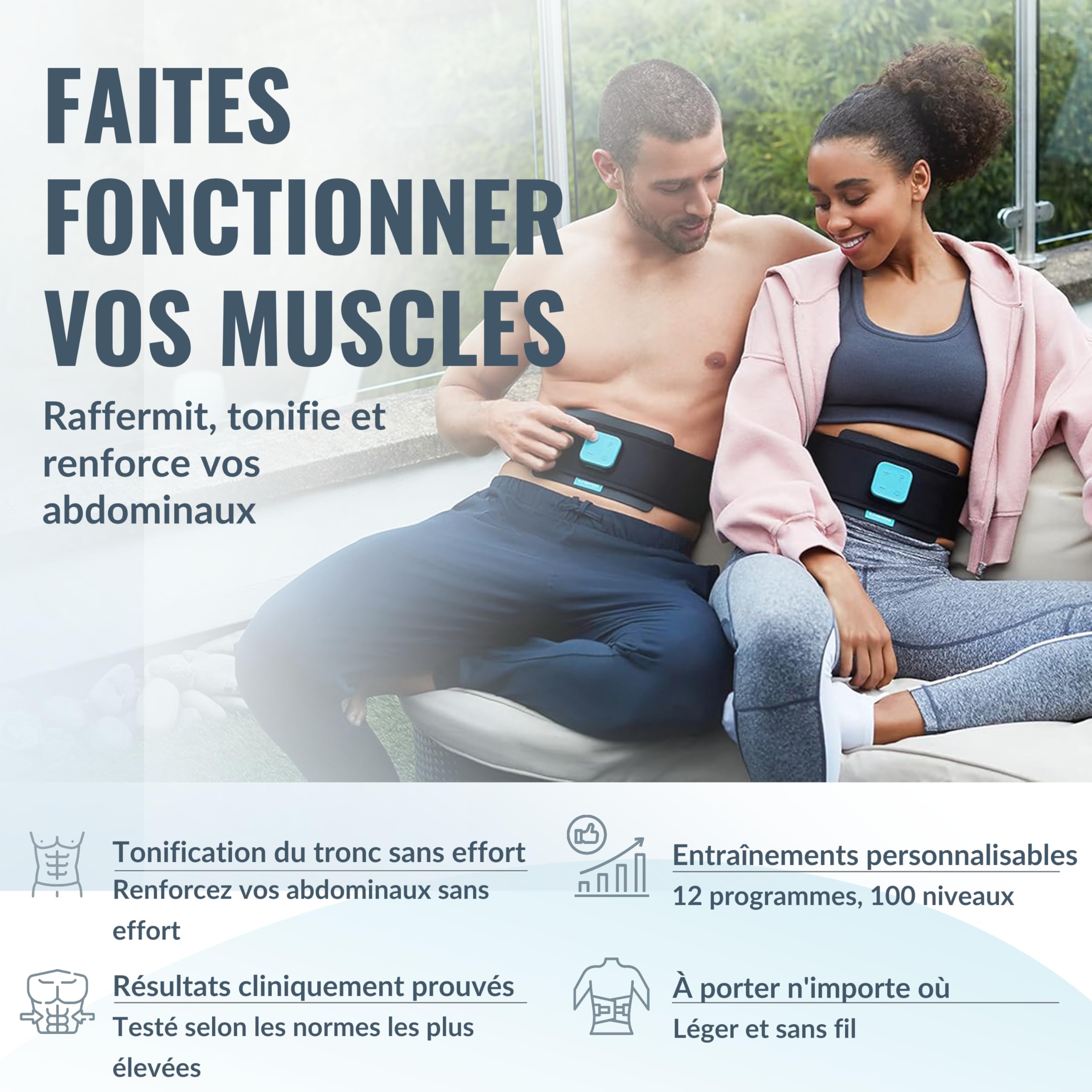 Slendertone Evolve Ceinture de tonification Abdominale Adulte Unisexe, Noir, 61-107 cm