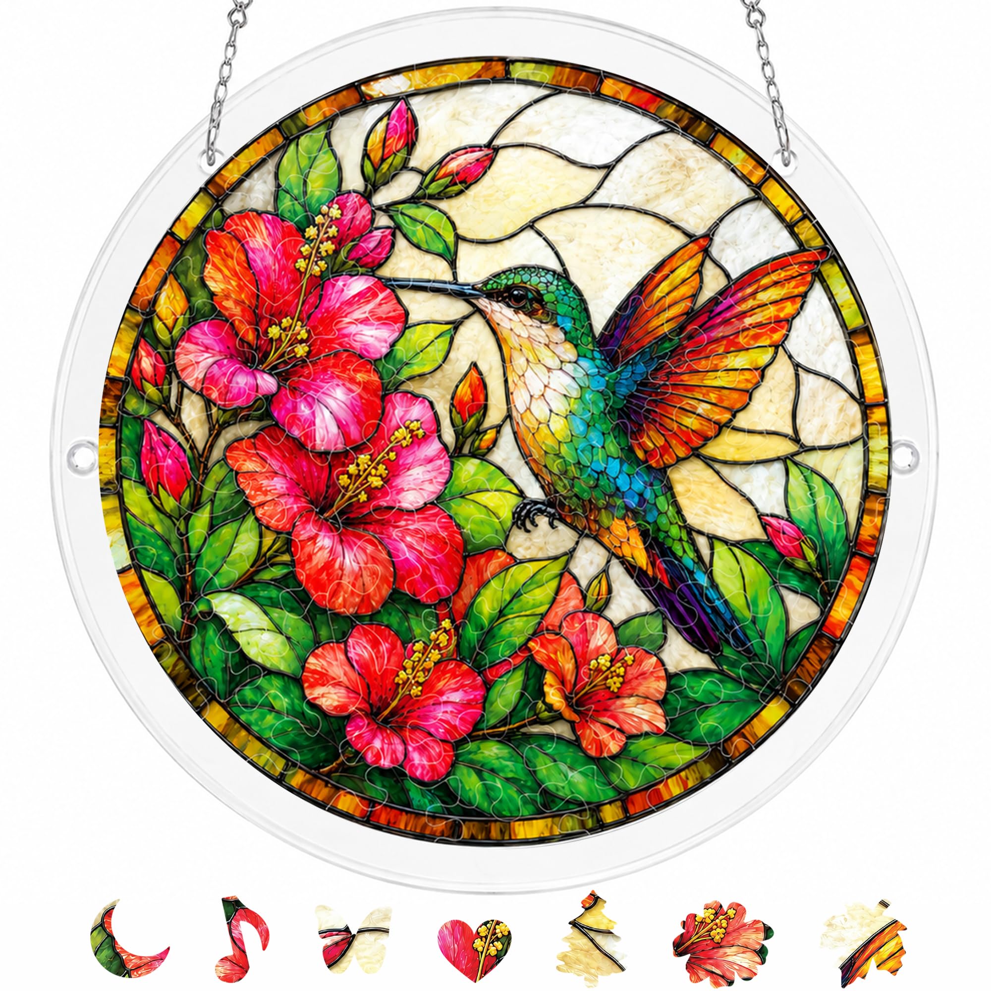 Photo 1 of Emotional Uplifting Humming Bird Puzzle Suncatcher, 9.8 in