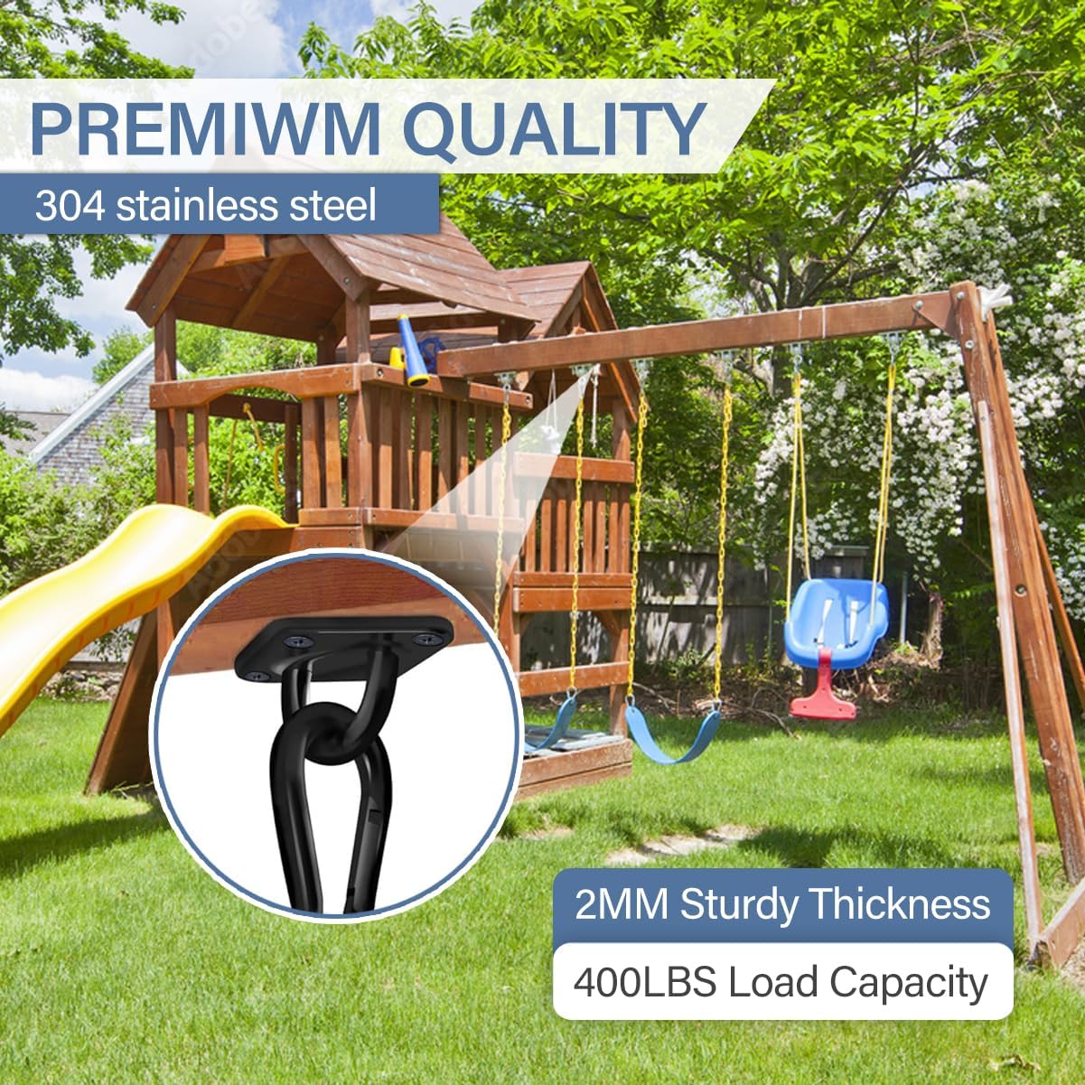 4 PCS Hammock Hooks Hanging kit, Heavy Duty Ceiling Mount Hooks for Wall/Ceiling Mount Indoor & Outdoor, 304 Stainless Steel for Wood & Concrete & Metal - Image 2