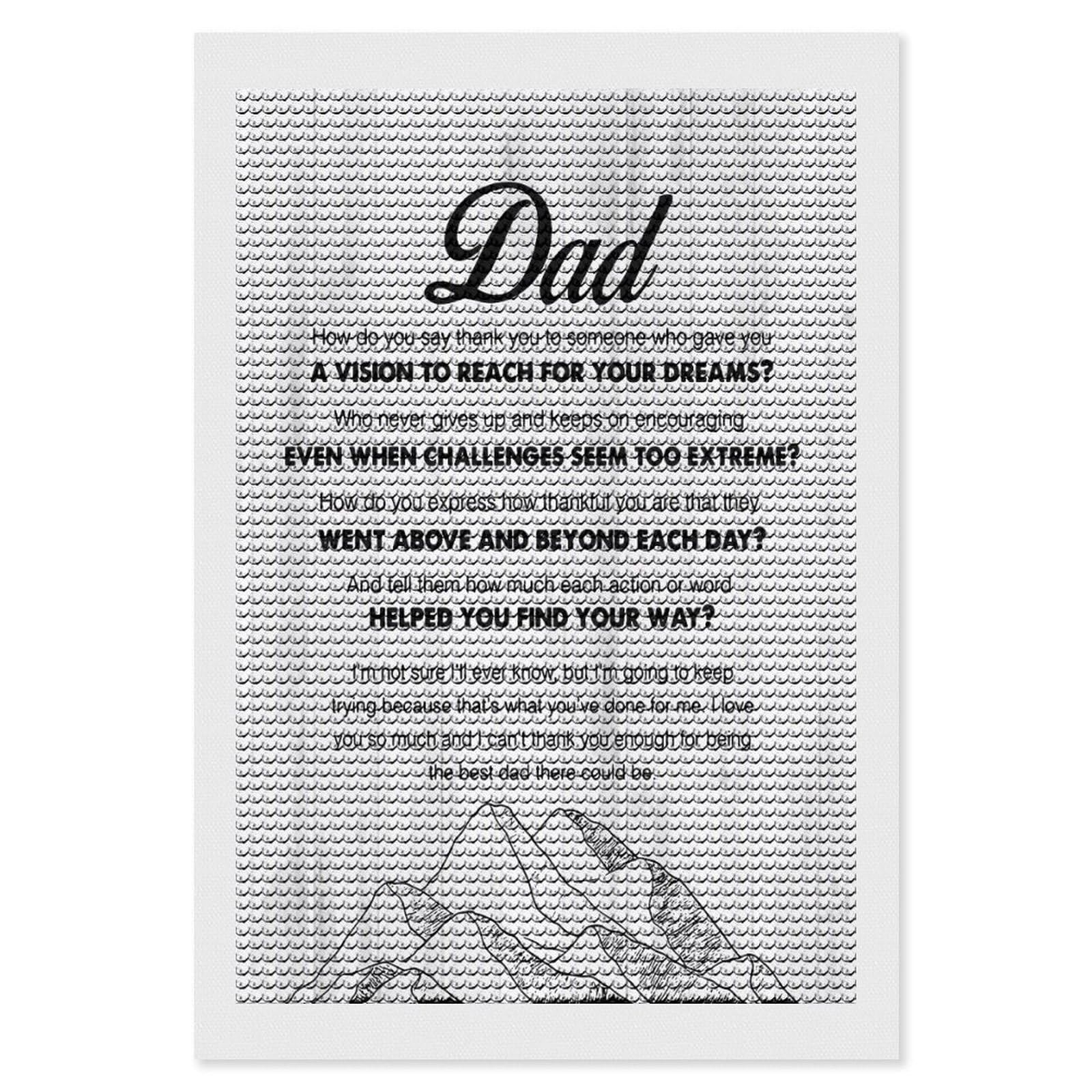 Junmoney Dad Motivational Quotes Diamond Painting Set 8"x12", Neat Printed Canvas, with Tool Kit, Bedroom Decor, Gift Idea, Complete Accessories