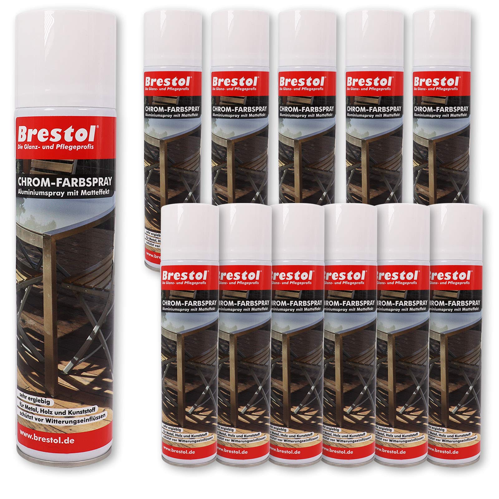 BRESTOL - Espray de pintura cromada (12 unidades, 400 ml, efecto mate)