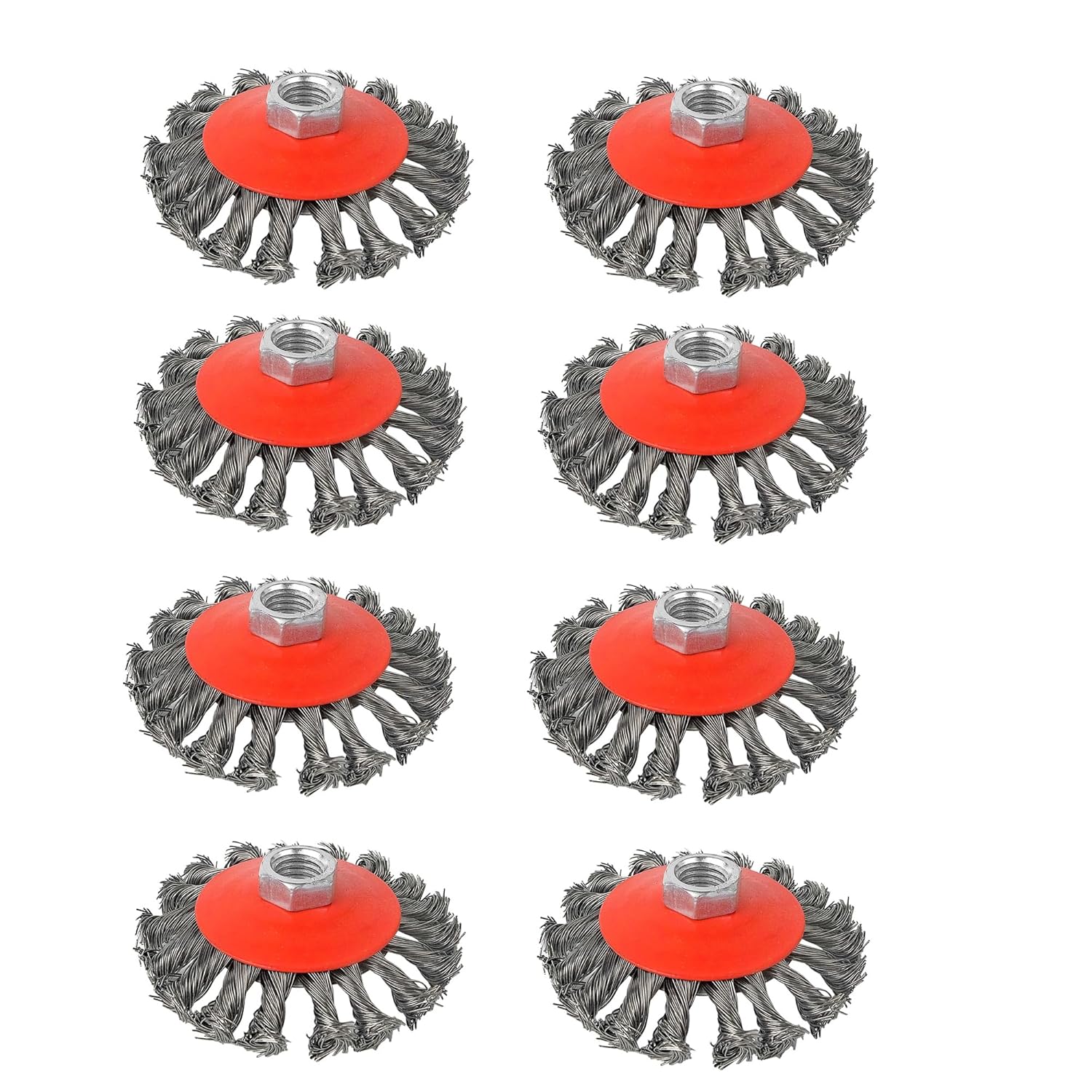 8 Pack Wire Wheel Brush for 4 1/2 Angle Grinder, 4 Inch Twisted Knotted Wire Brush for Grinder, 5/8 Threaded Basin Derusting for Removing Rust