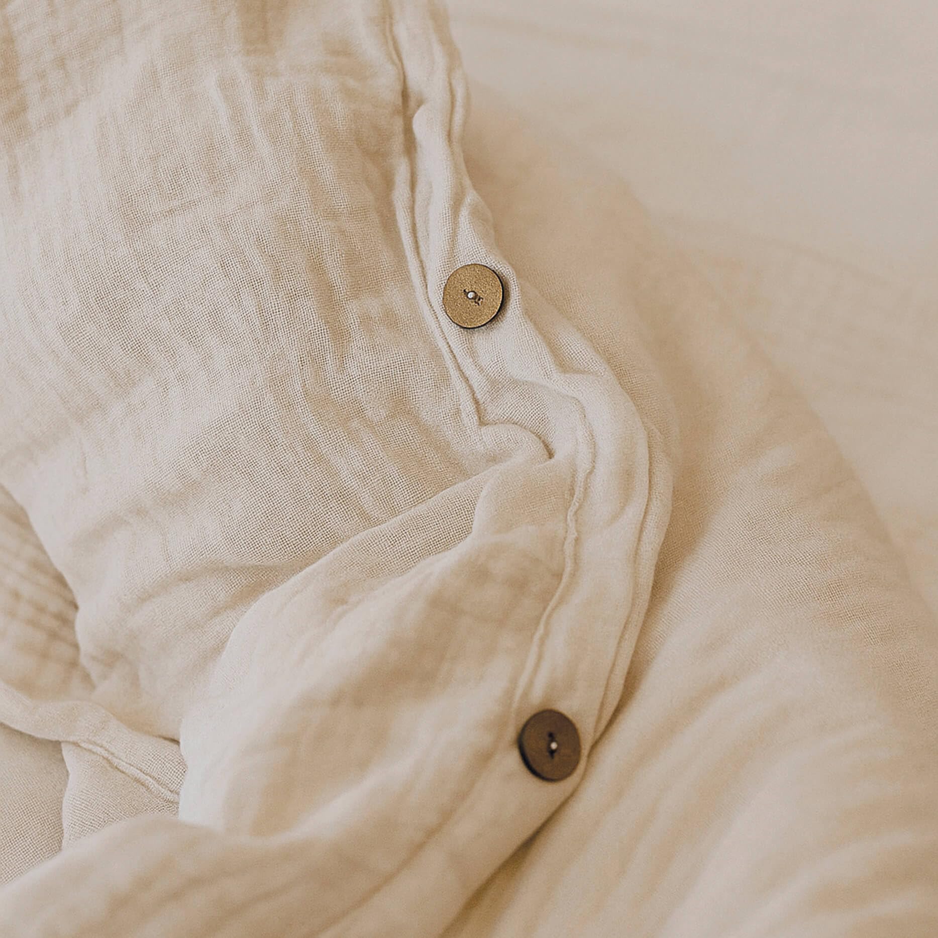 NATURALS - Funda Nórdica de Muselina Cama 105-100% Algodón Suave y Transpirable - Cierre de Botones - Nórdica 180x220 cm + 1 Funda Almohada 45x125 cm - Beige - Fabricado en España