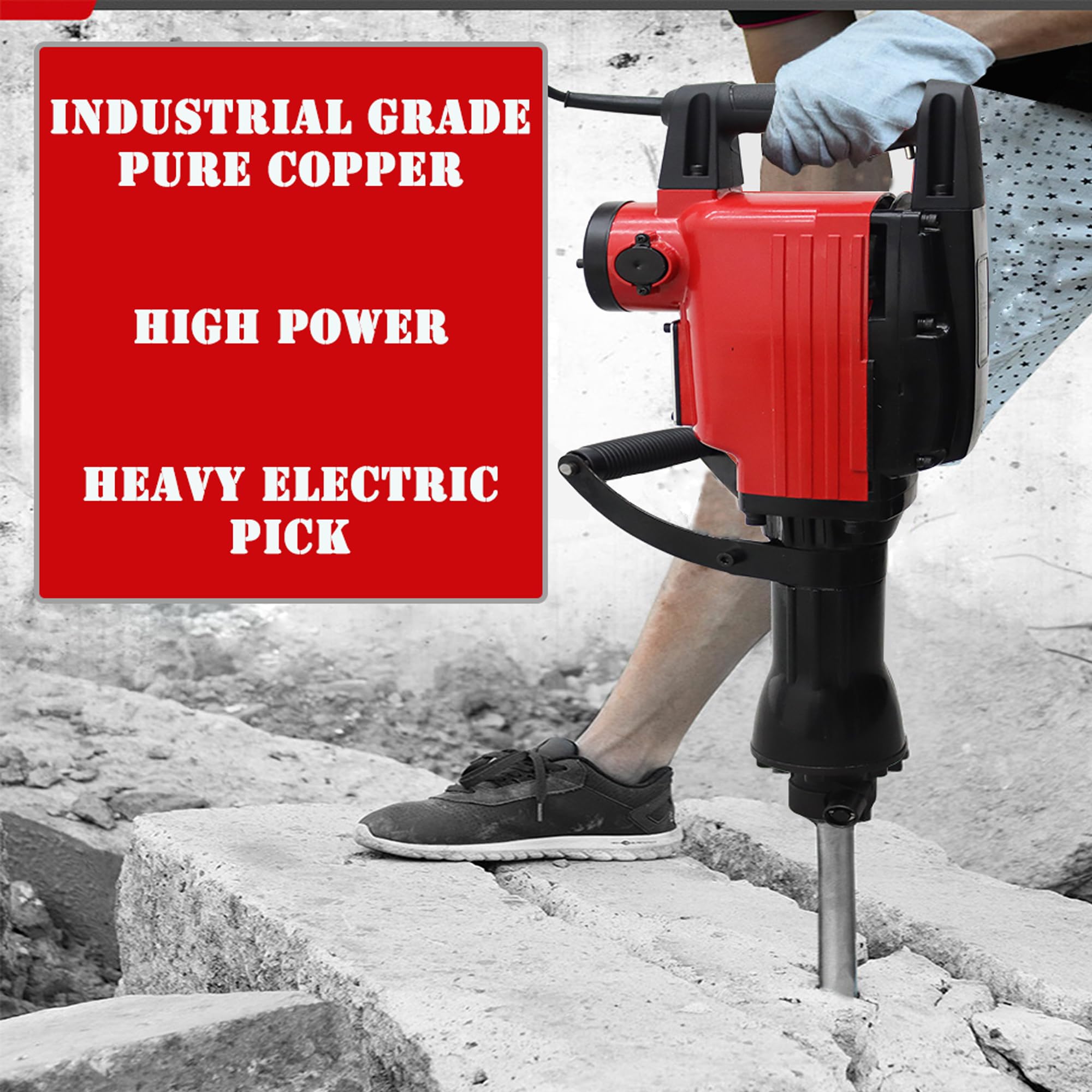 HAHAOTWU Electric Pick Concrete Crushing Hammer Breaker Electric Chisel for Concrete Demolition with 6 Shovel head 2000W Peak Power