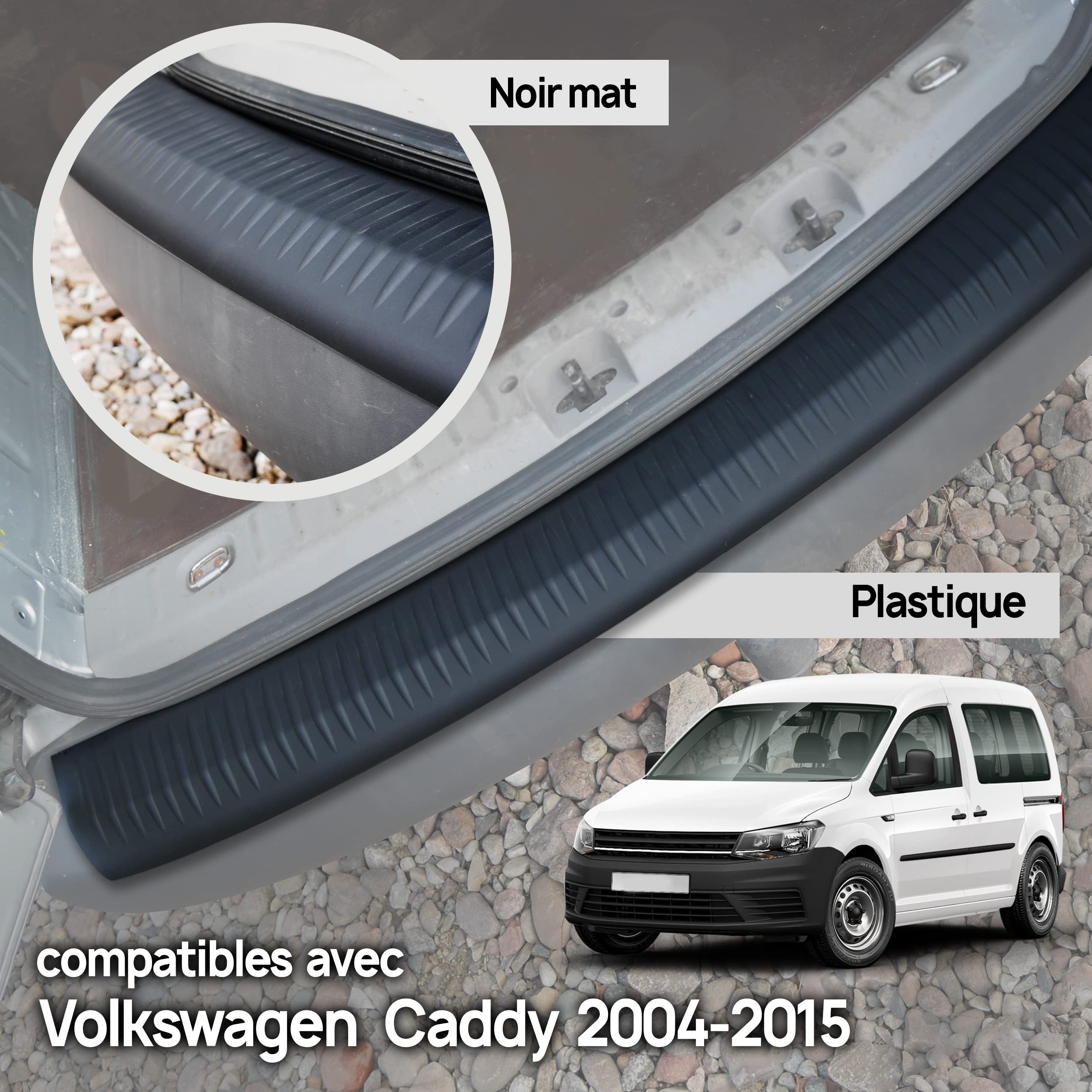 Protection Pare-chocs Arrière Pour VW Caddy 2015-2020 - Bande Noire Anti-rayures