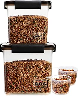 Dog Food Storage Container,Lockcoo 2-Pack Airtight Pet/Cat Food Storage Containers with Measuring Cup,Portable Handle Cont...