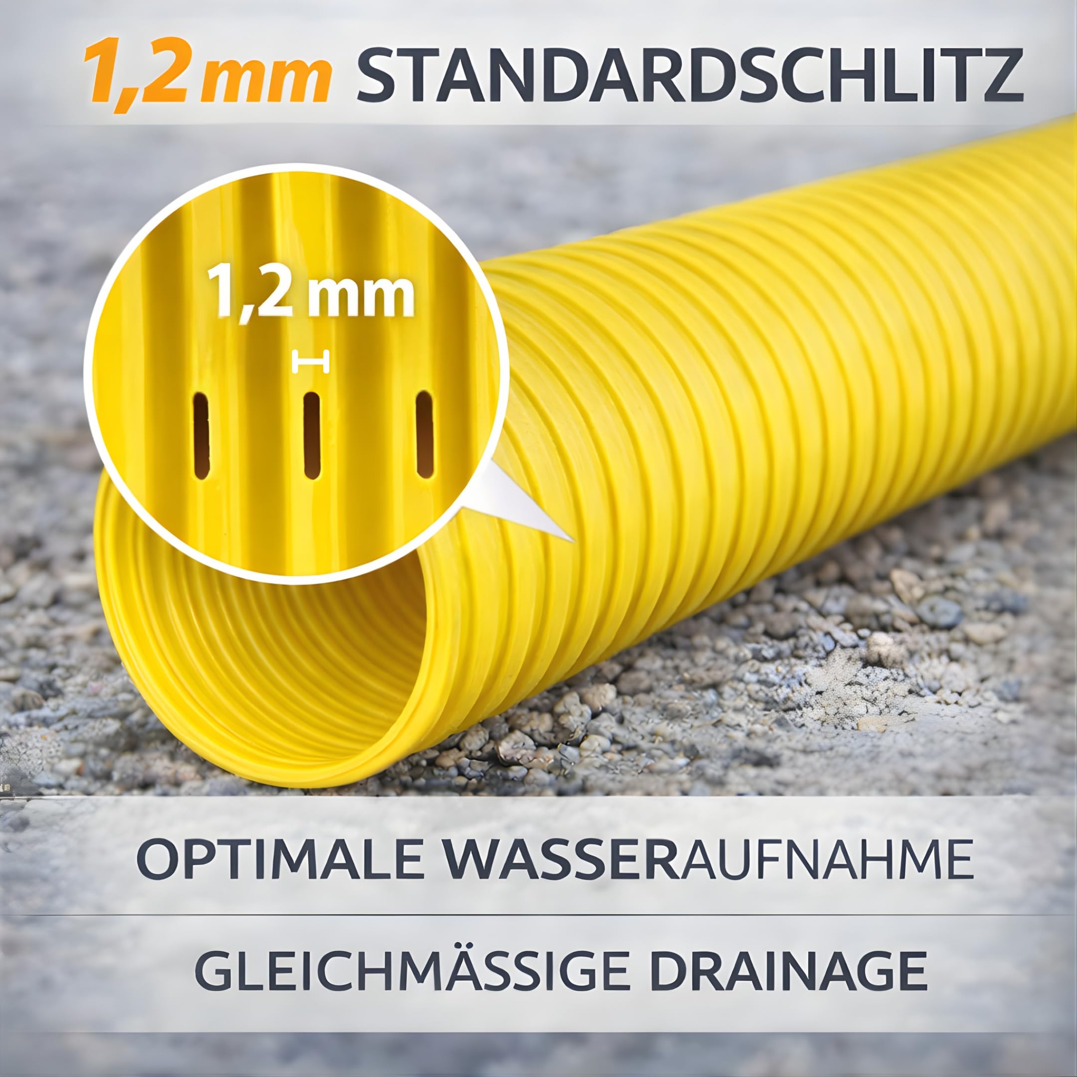 Drainagerohr DN50 20m mit Filtervlies – geschlitztes & perforiertes PVC Sickerrohr flexibel – verhindert Verstopfung und Verschlammung