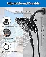 Vista 6 de Black Shower Head with Handheld: 2 in1 Shower Head High Pressure with Rainfall Showerhead & Handheld Shower Heads Detachable Showerhead with Hose