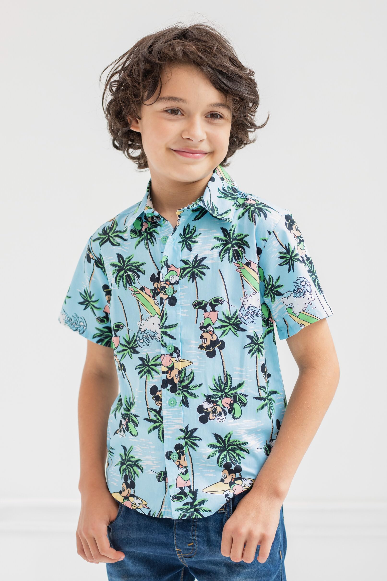 Disney Chemise hawaïenne avec boutons du Roi Lion Mickey Mouse Lilo et point