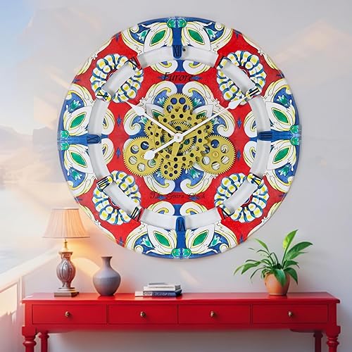 Miniatura 5 de ImprovingLife The Gears - Reloj de pared con engranajes móviles (Furore, redondo de 24 pulgadas)