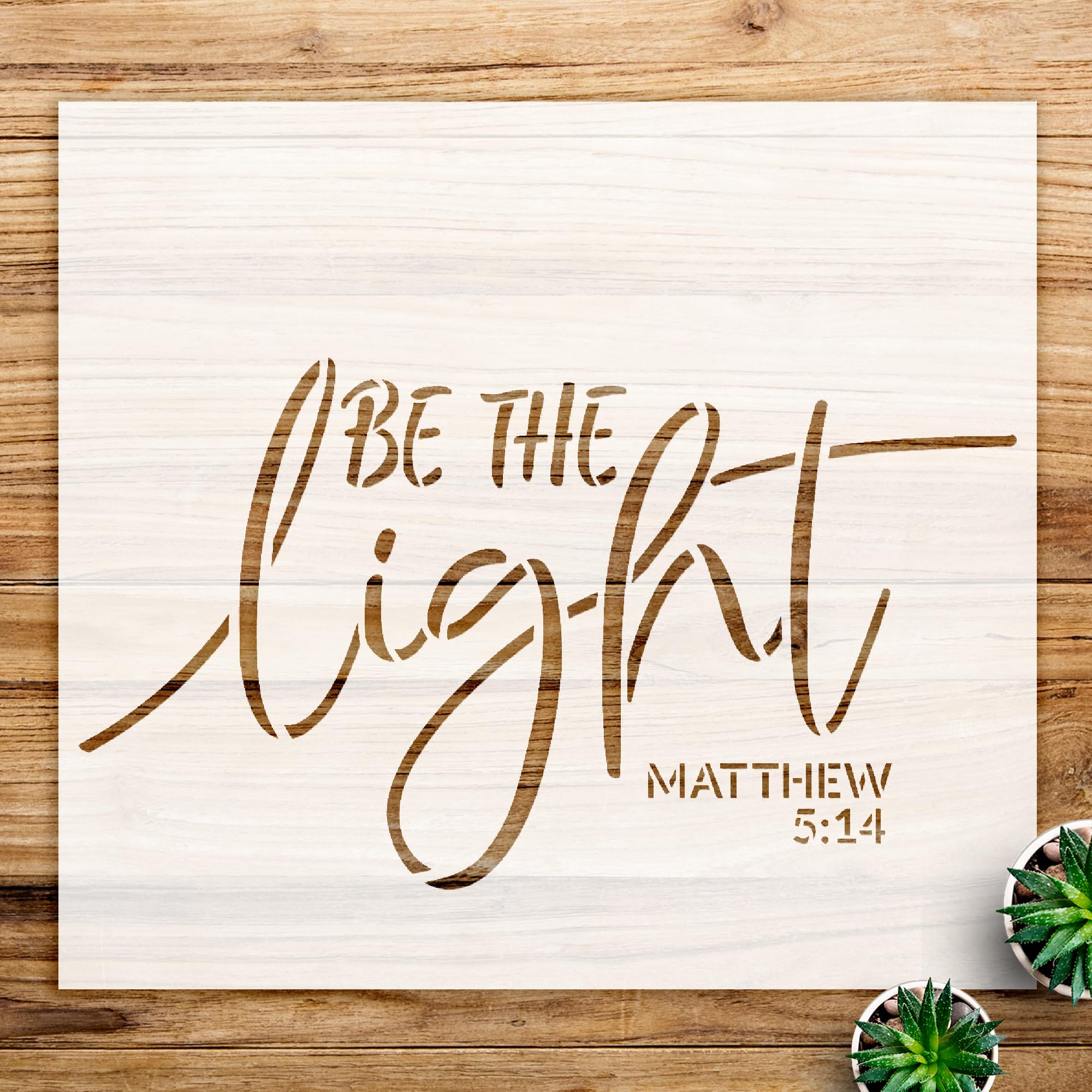 Christian Bible Verse Stencil for Walls and Crafts, be The Light Design, Inspirational Farmhouse Faith Decor, Reusable Mylar Template for Home and Art Projects - Size A1 (33.1