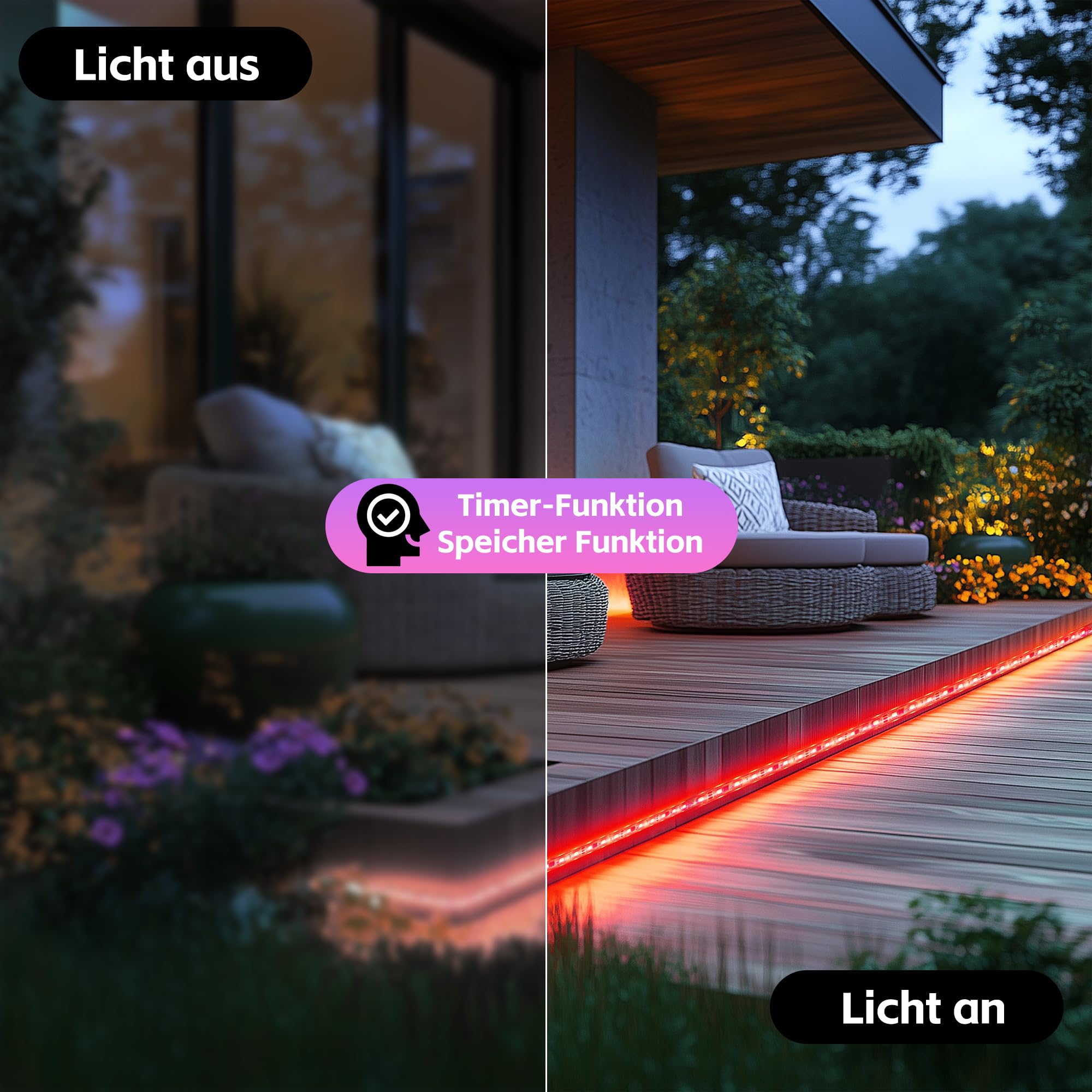 Köhko Tira de iluminación LED multicolor 60 cm impermeable para cascada 60 cm multicolor