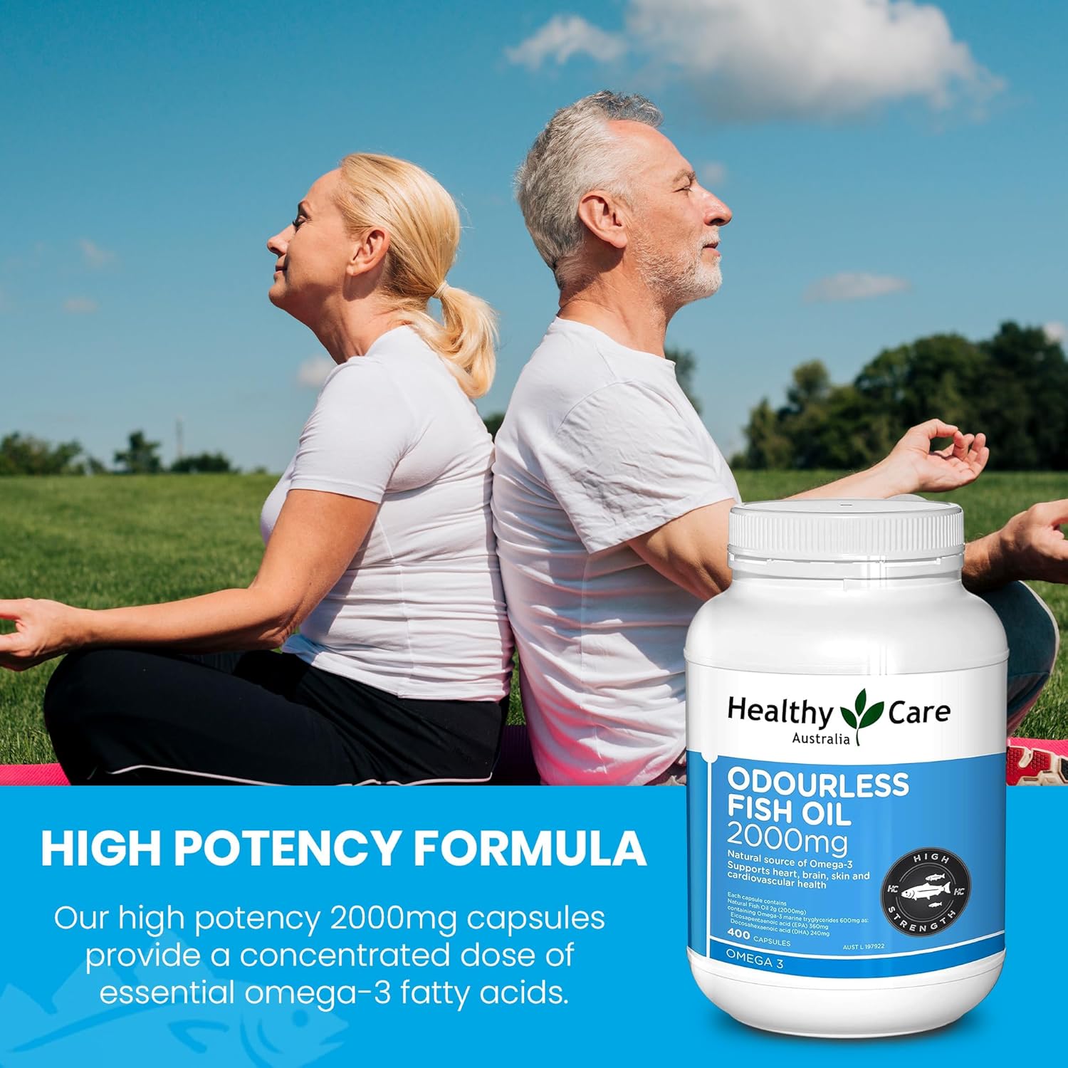 Healthy Care Odourless Fish Oil 2000mg 400 Soft Capsules