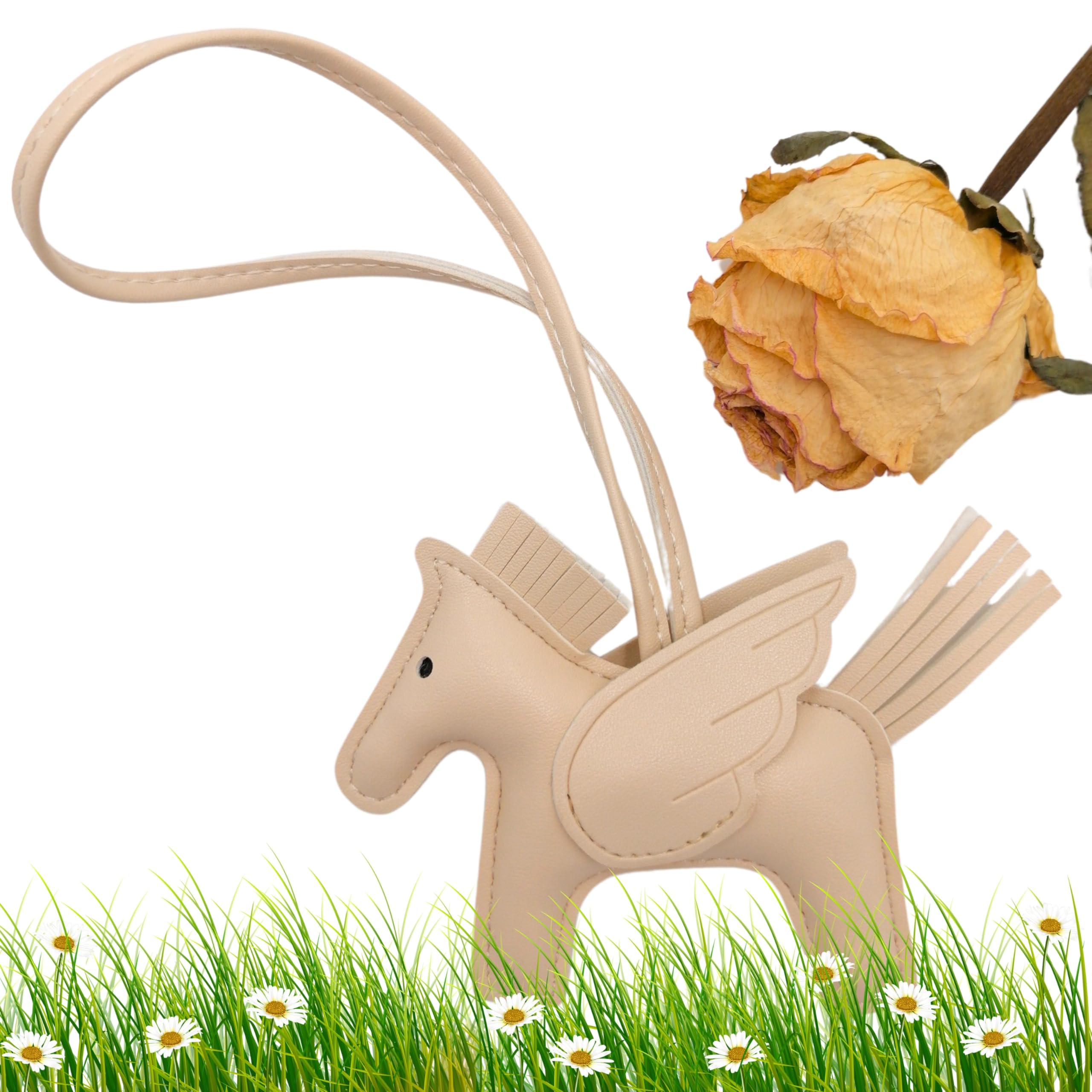 Pegasus Keychain, Horse Keychain, Pony, Animal Keyring, PU Leather Animal Lover Gift for Women Girl Teen