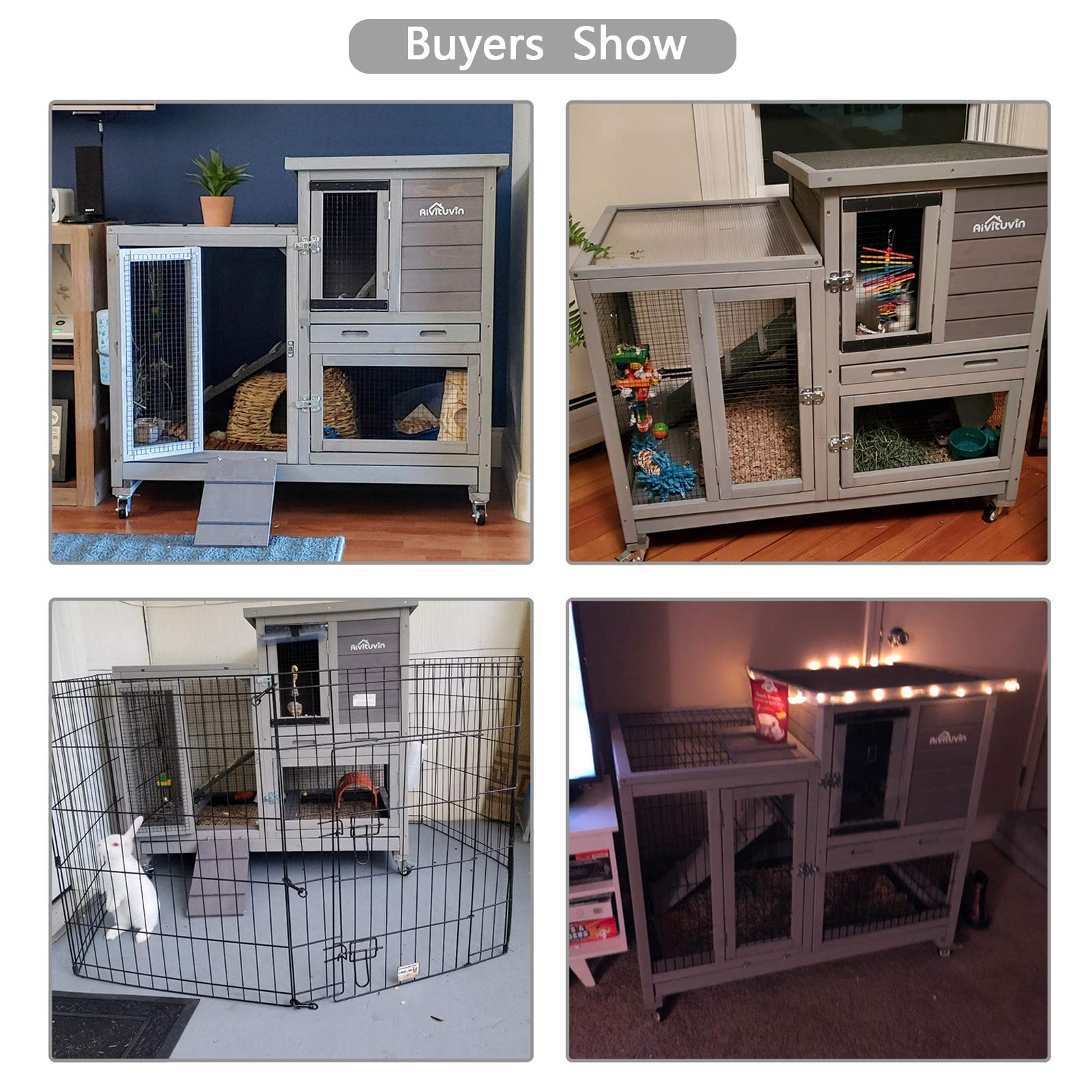 Rabbit Hutch Bunny Hutch Large Rabbit Cage, Indoor Bunny Cage Outdoor
