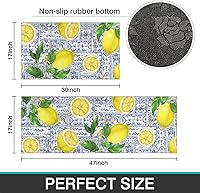 Vista 3 de Juego de 2 tapetes de cocina de acuarela de limón, juego de 2 tapetes de cocina antideslizantes y lavables para el suelo, 2 piezas, decoración